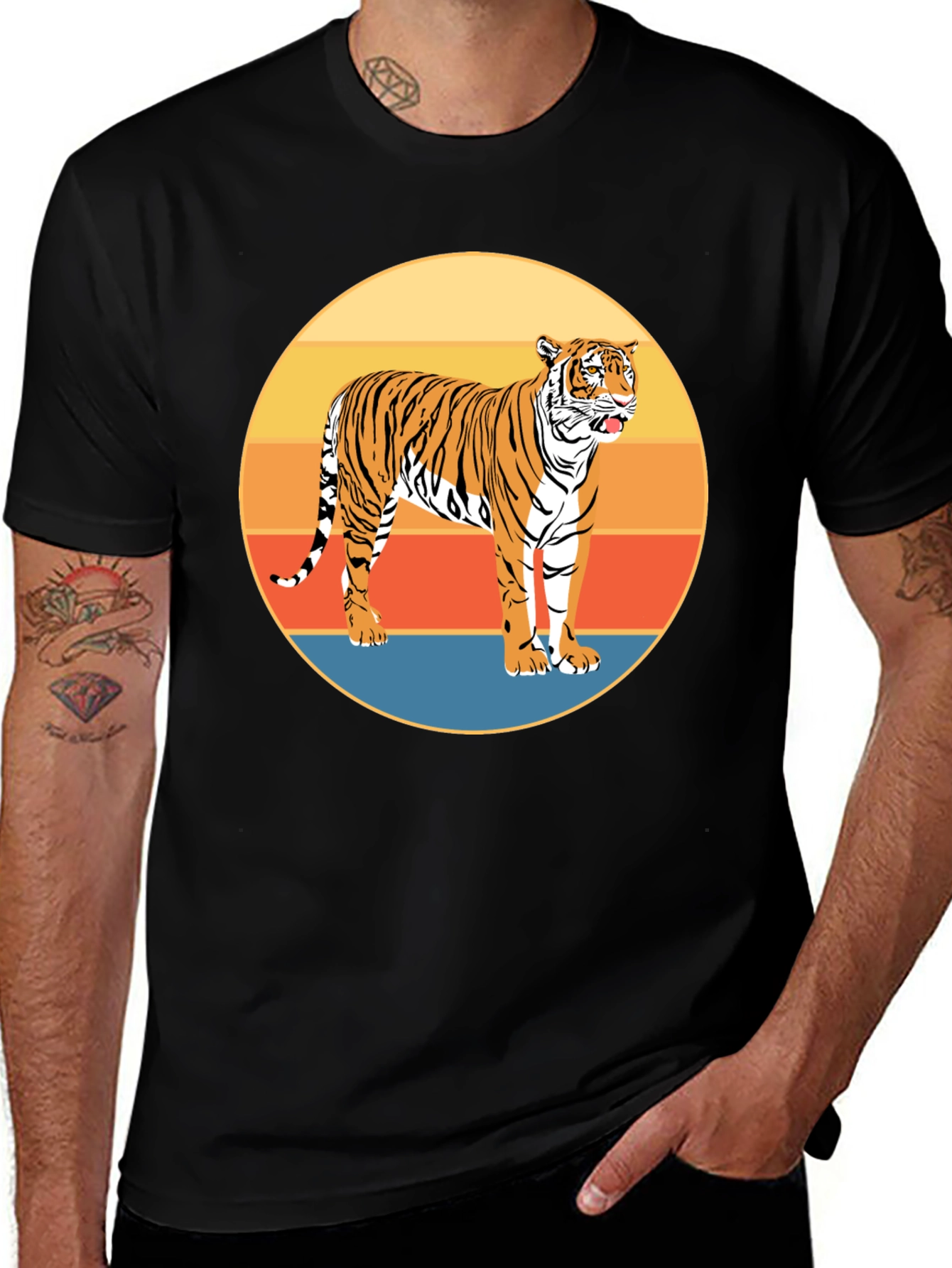 Variant 8 of Tiger Retro Sunset T-Shirt
