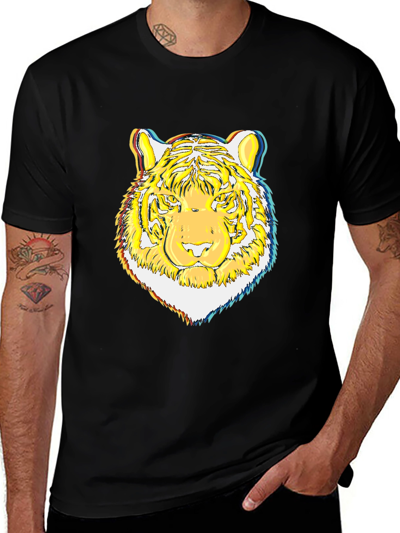 Variant 29 of Vivid Tiger Graphic Print Black T-Shirt
