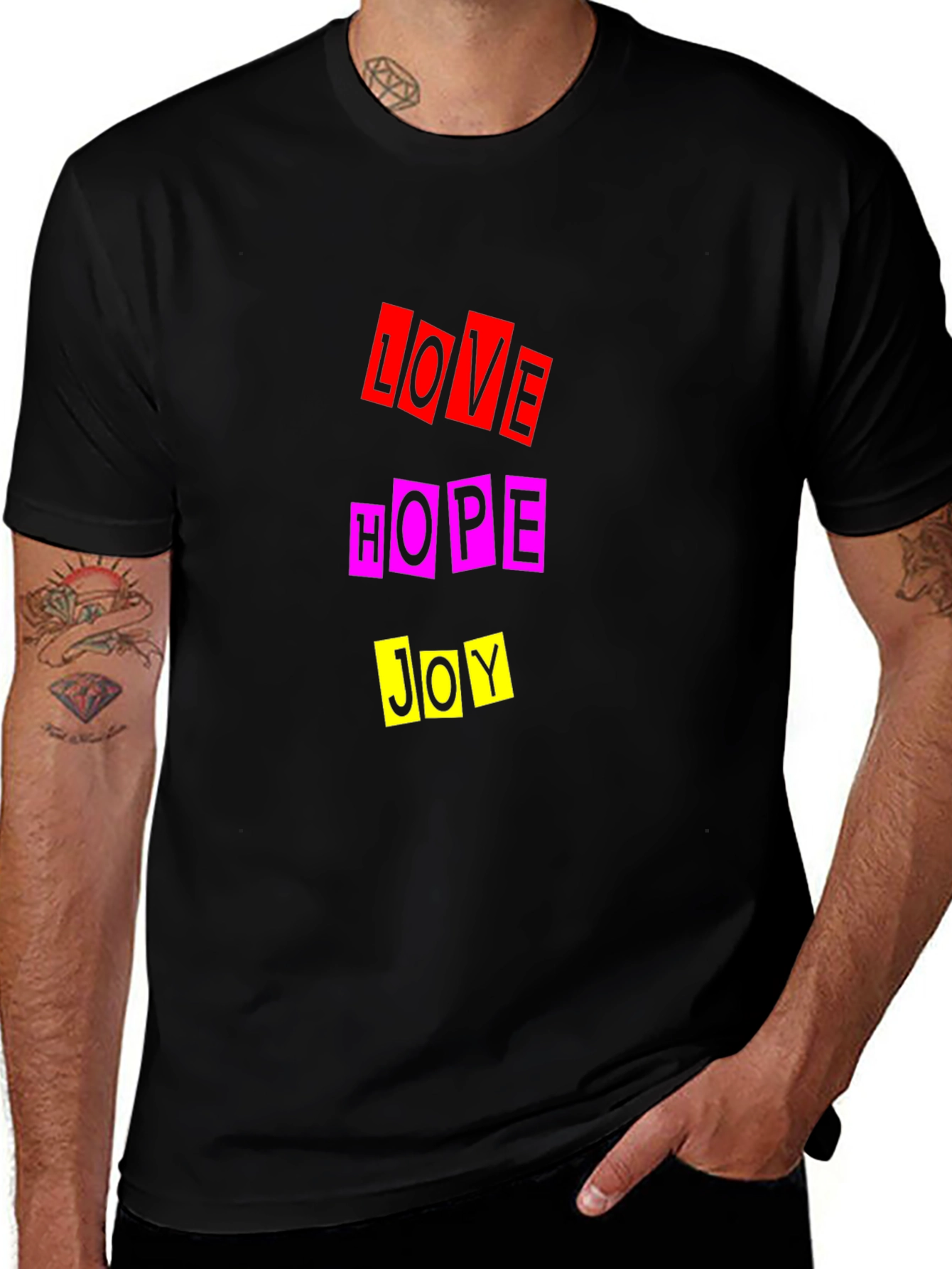 Variant 17 of Love Hope Joy Graphic Black Tee