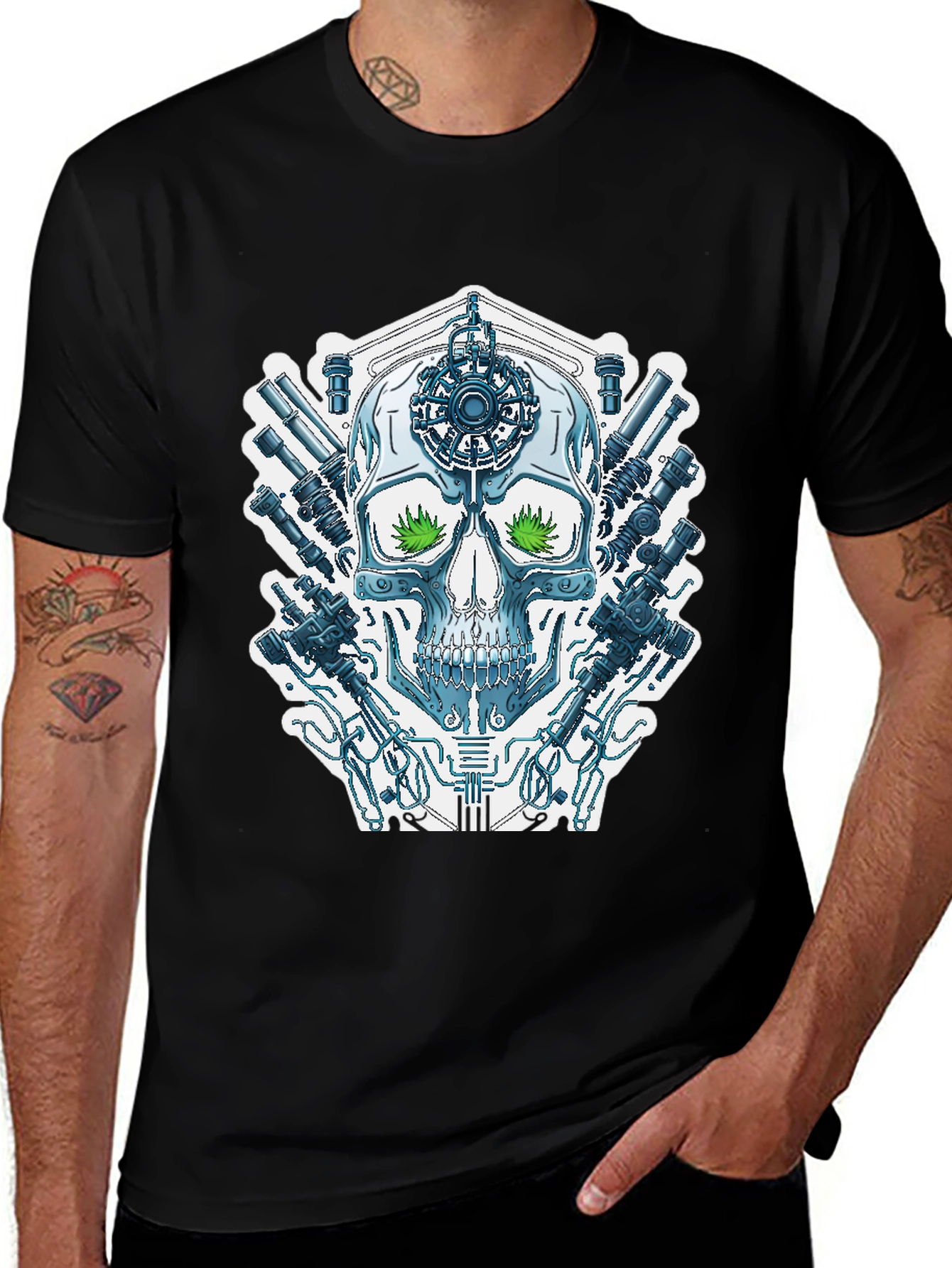 Variant 24 of Cyberpunk Skull T-Shirt - Sci-Fi Streetwear