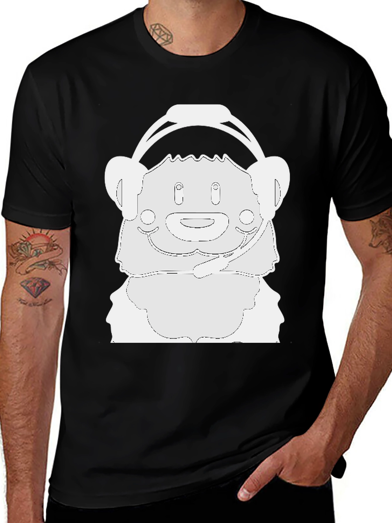 Variant 15 of Black T-Shirt with Bear DJ Graphic