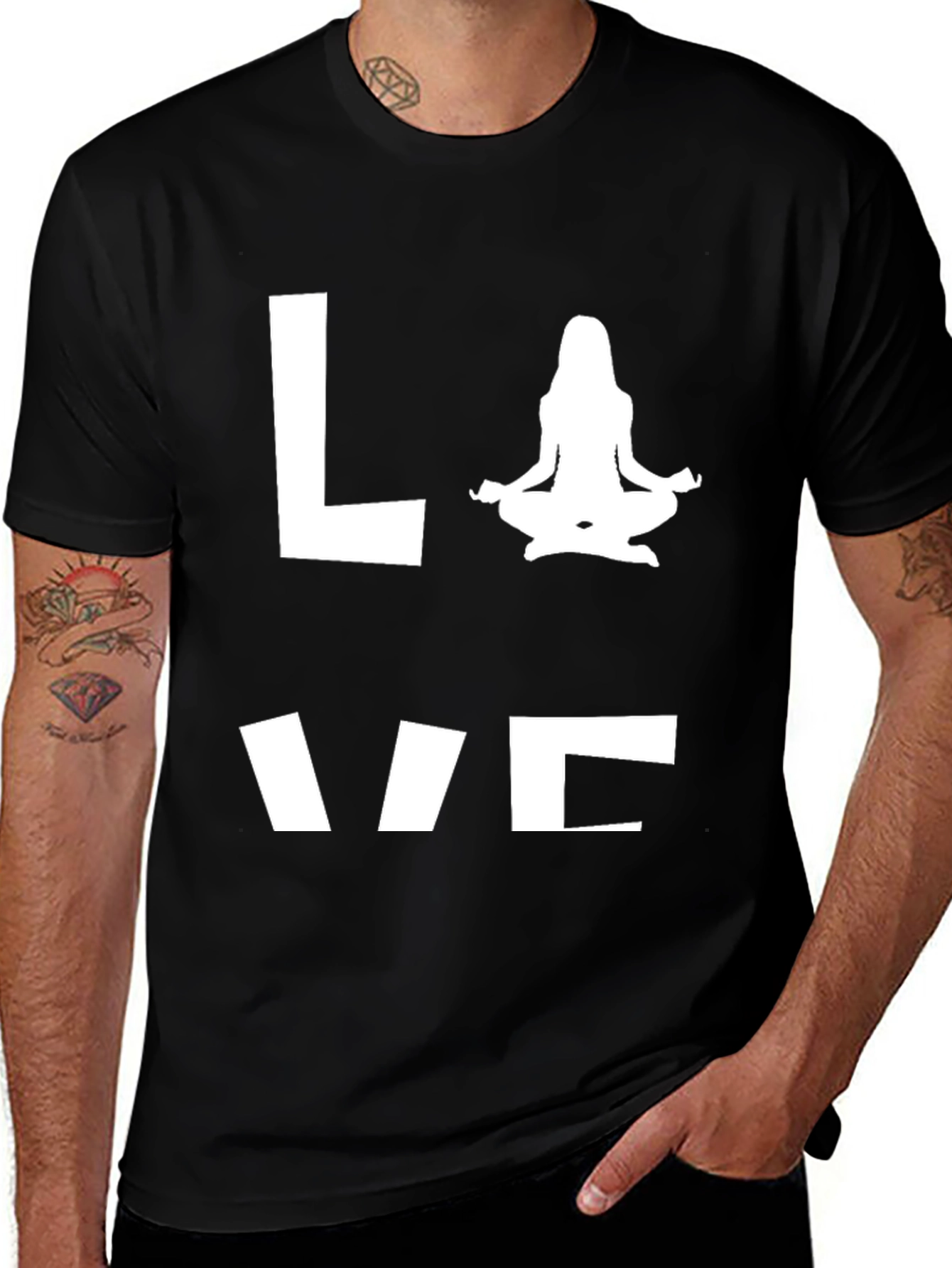 Variant 4 of Love Yoga T-Shirt - Black Cotton Blend Tee