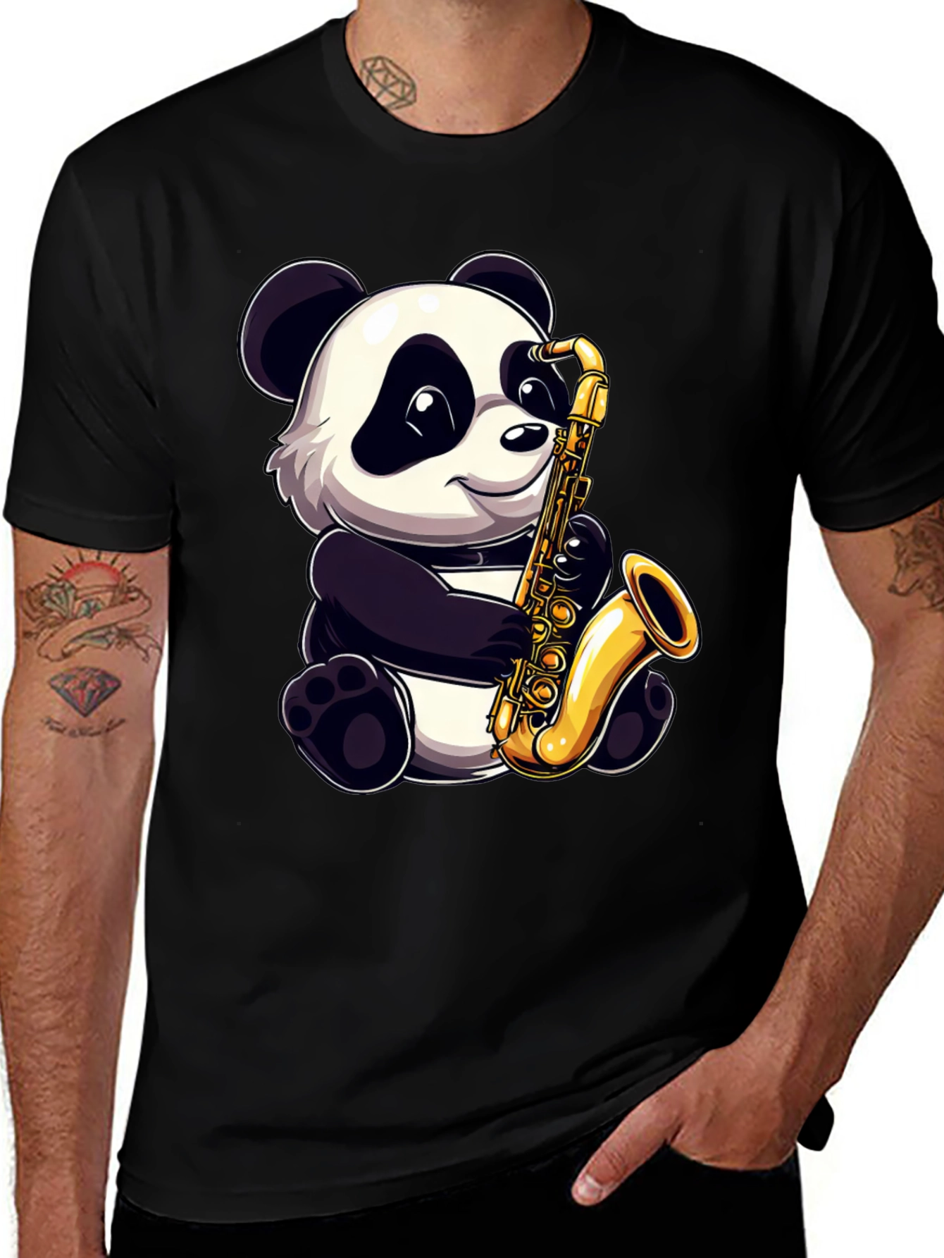 Variant 16 of Panda Saxophone T-Shirt - Cool Graphic Tee