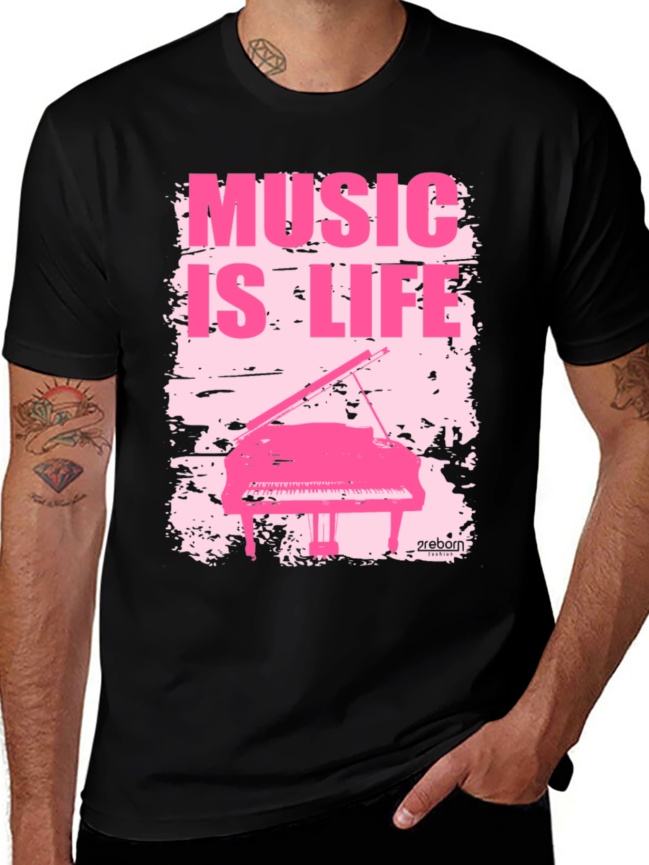 Variant 6 of Music is Life Graphic Tee - Piano Design