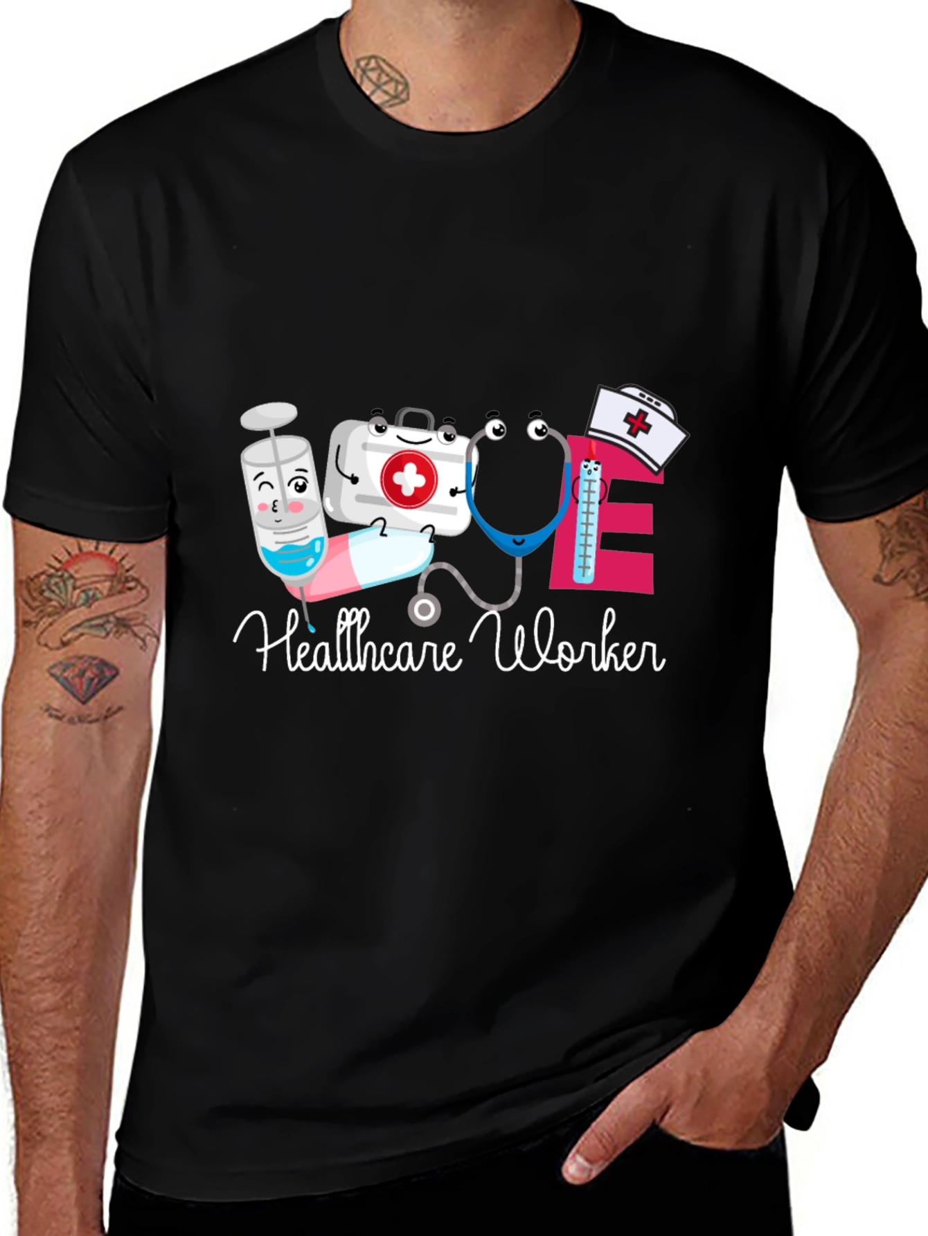 Variant 8 of Healthcare Worker Cartoon Graphic T-Shirt