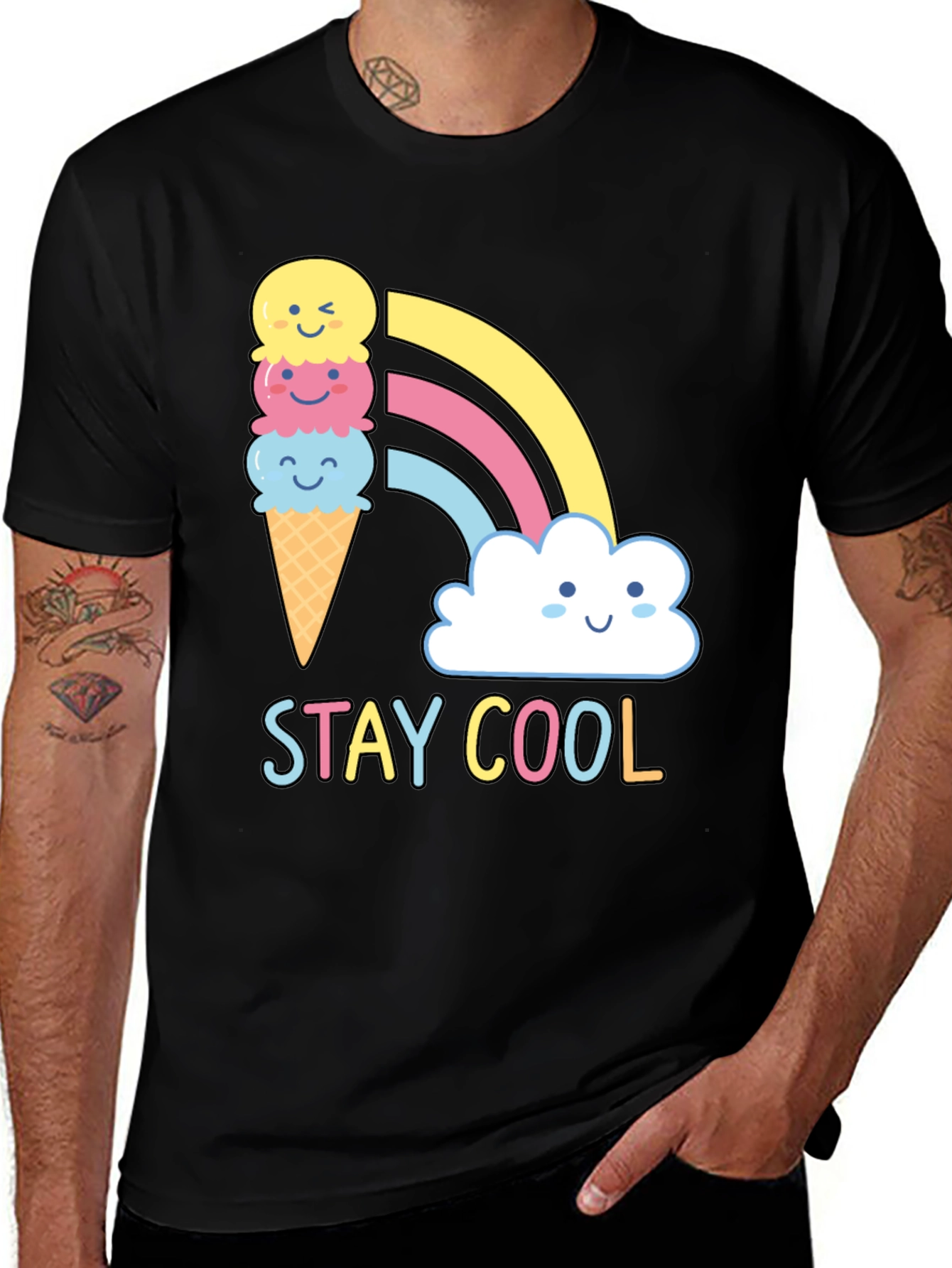 Variant 19 of Stay Cool T-Shirt - Ice Cream Rainbow Graphic
