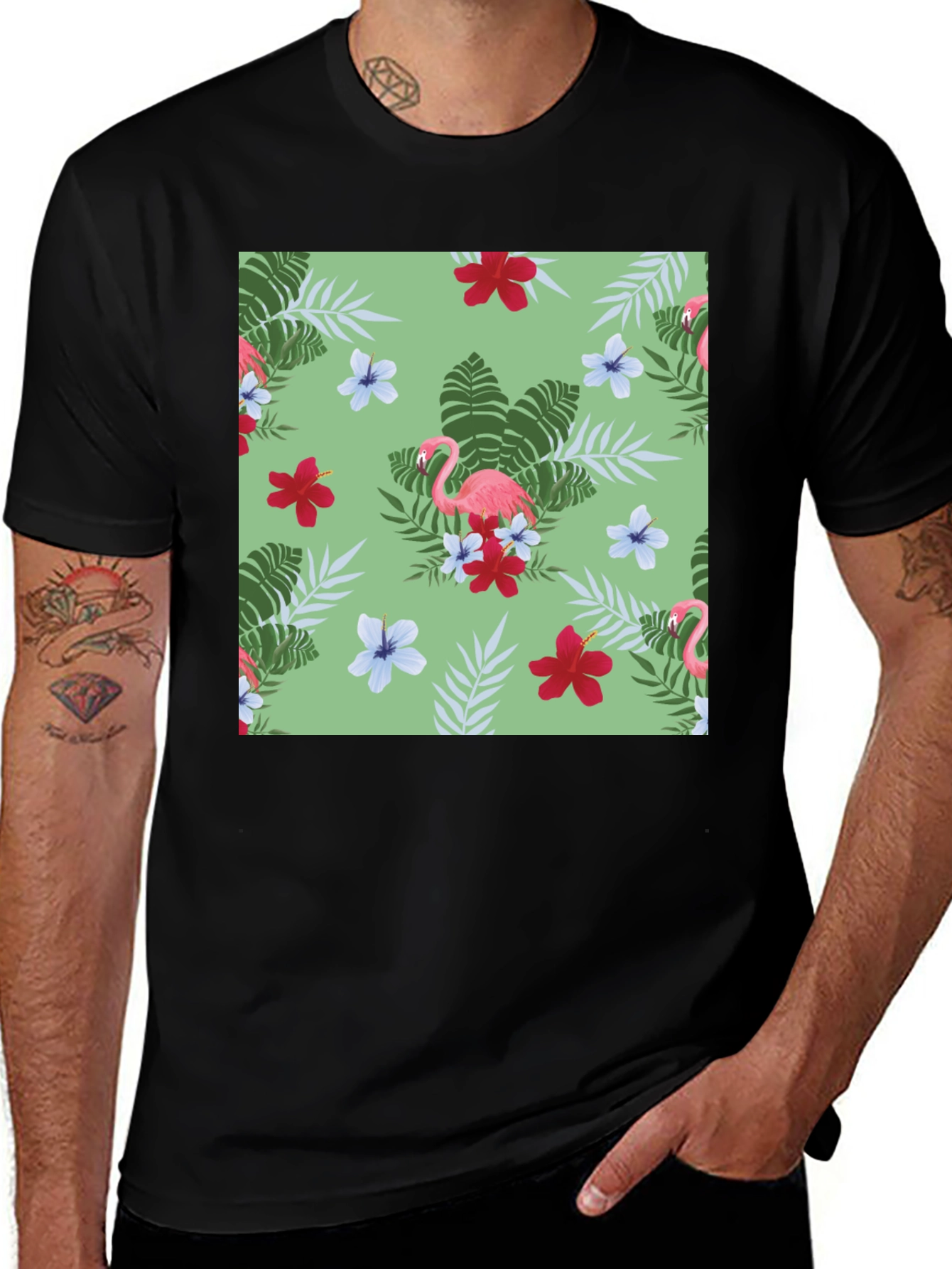 Variant 18 of Tropical Flamingo Print T-Shirt