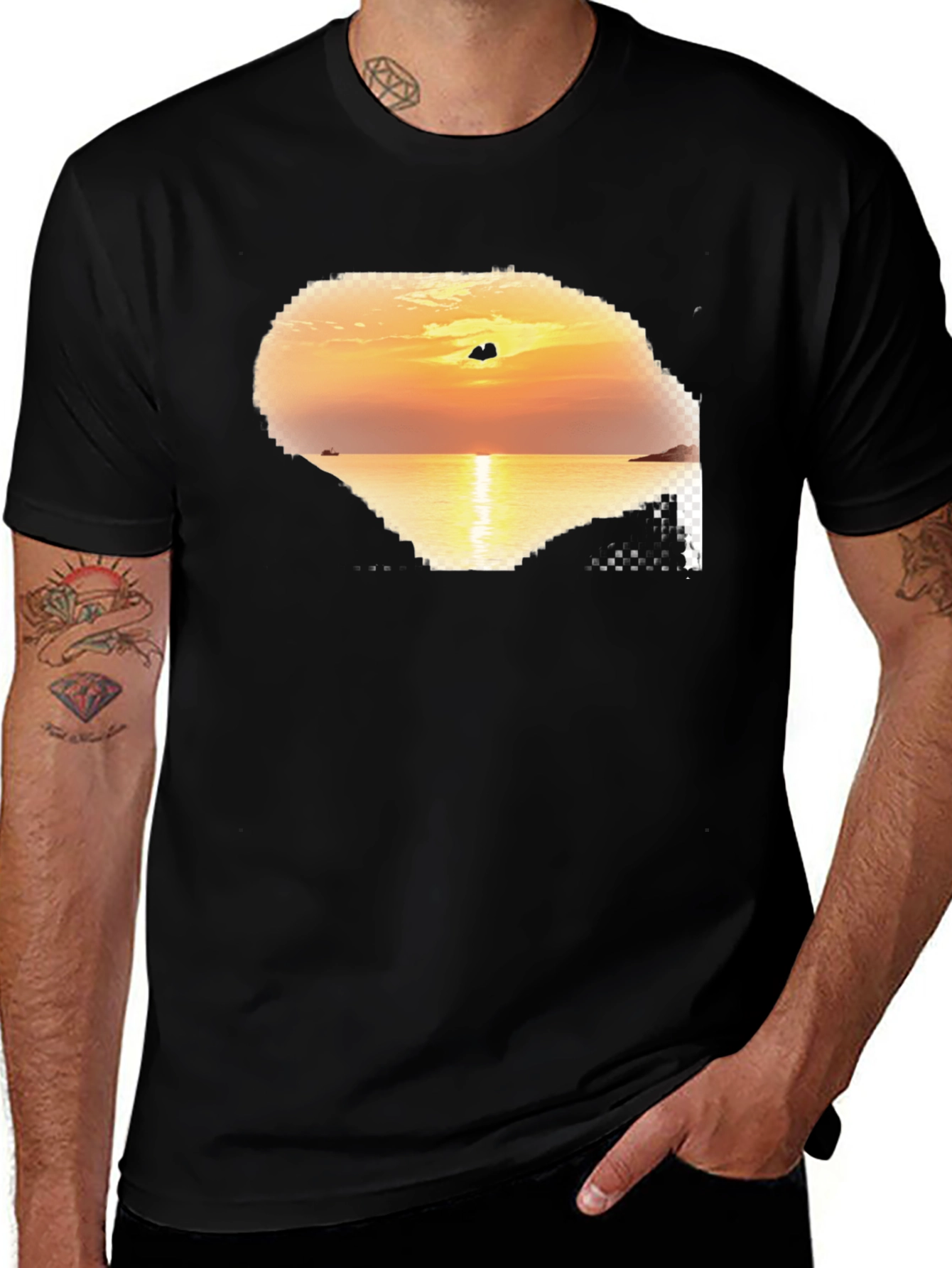 Black Sunset Beach Graphic Tee - Coastal Vibes main image