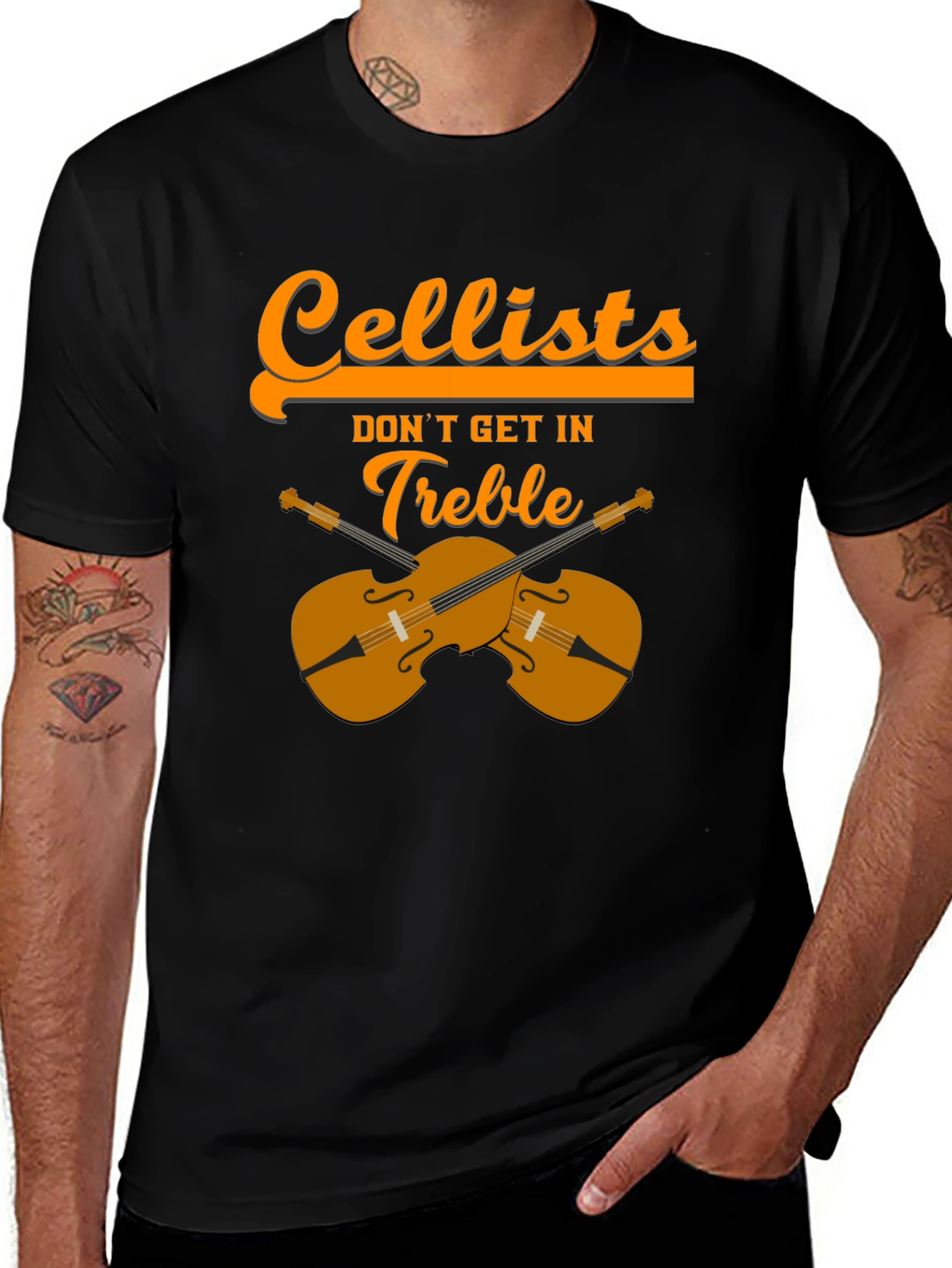 Variant 5 of Cellists Don't Get In Treble Black T-Shirt
