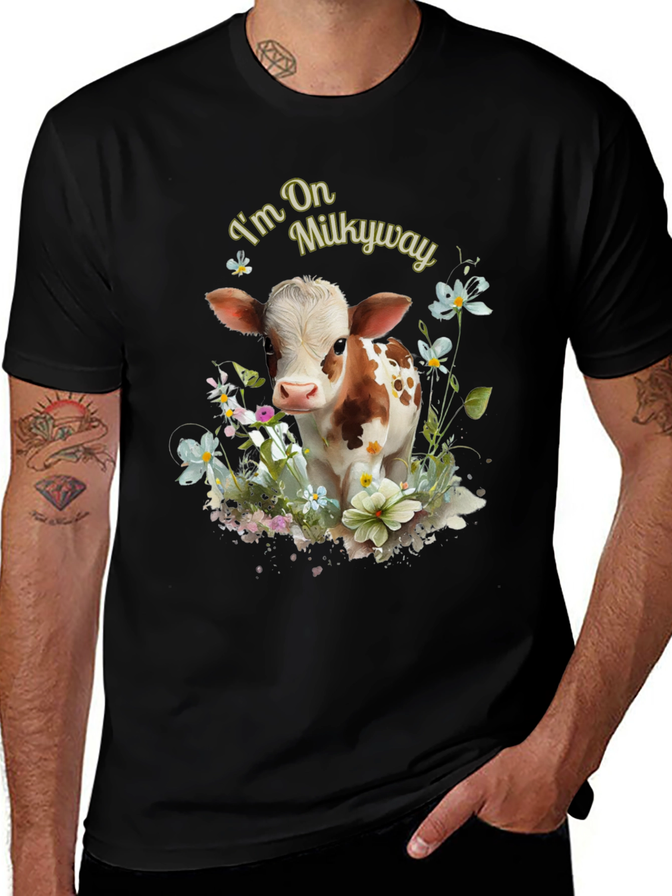 Variant 30 of I'm On Milkyway Cute Cow Graphic Tee