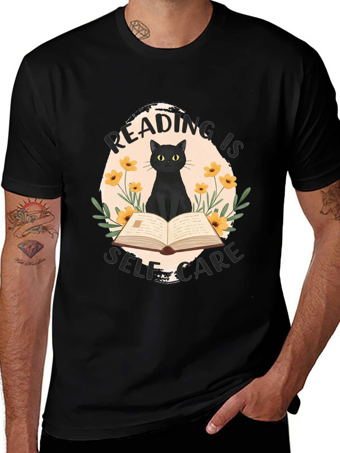 Variant 2 of Reading is Self-Care Cat Graphic T-Shirt