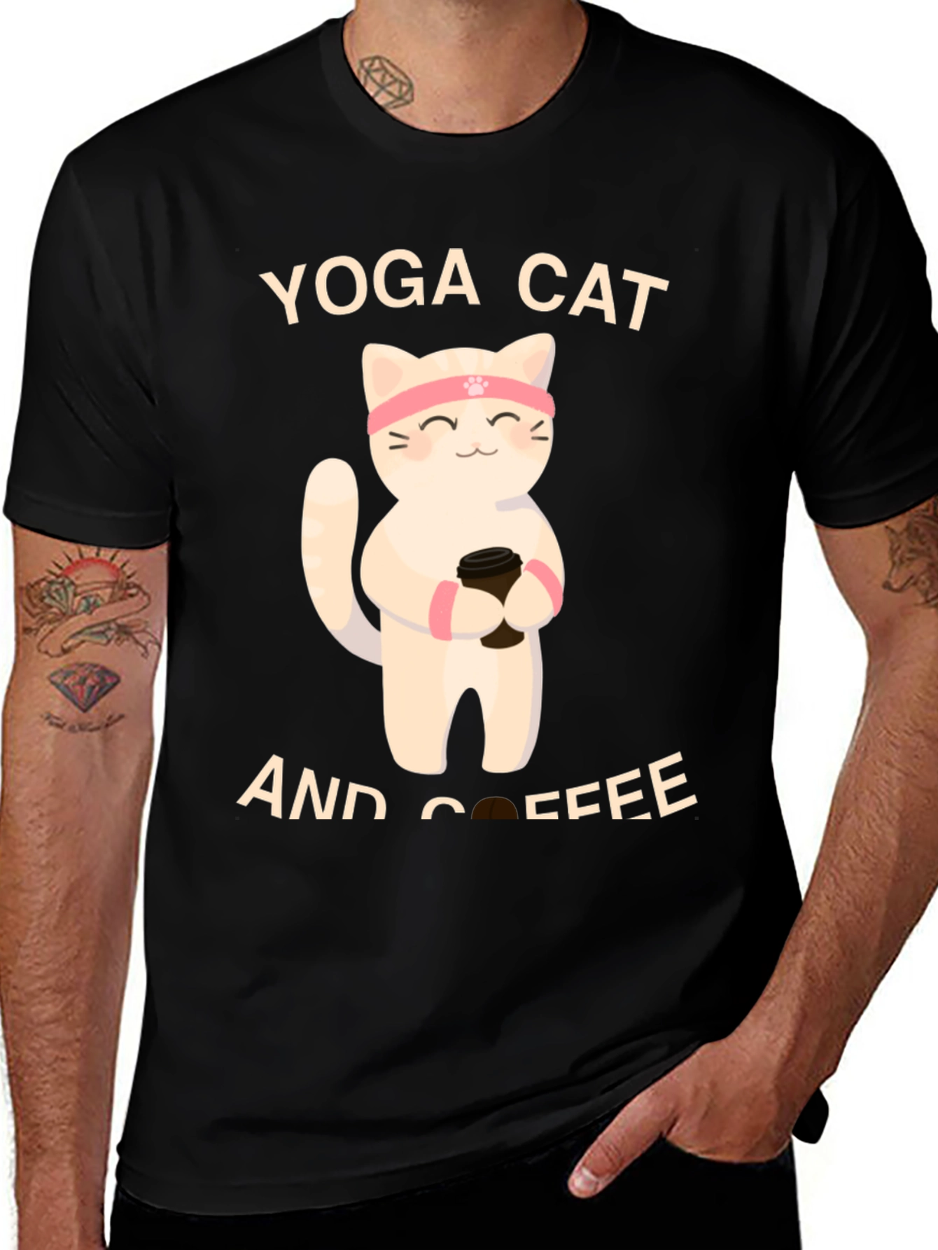Variant 4 of Yoga Cat & Coffee Graphic Tee