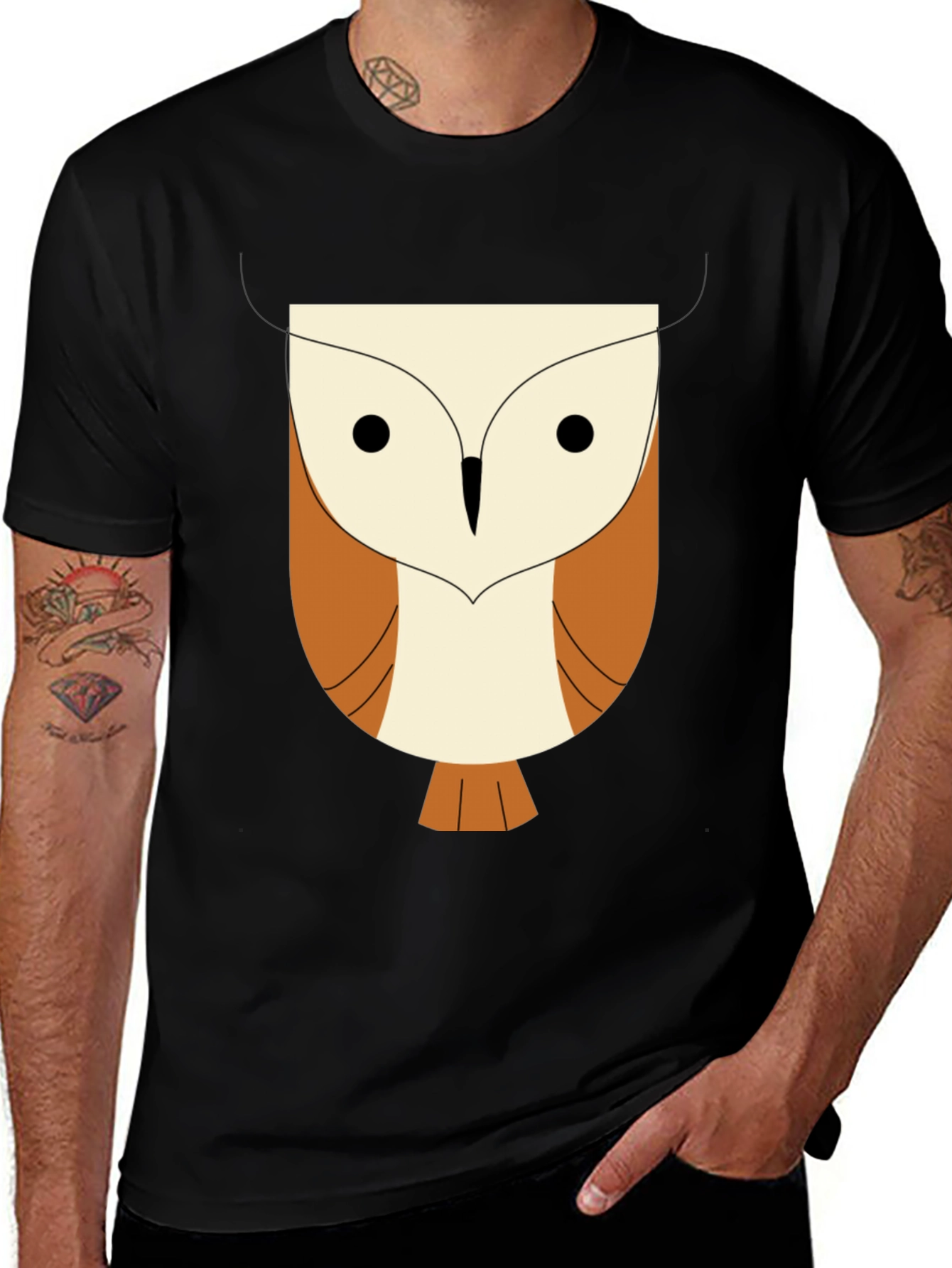 Variant 26 of Cool Owl Graphic Black T-Shirt
