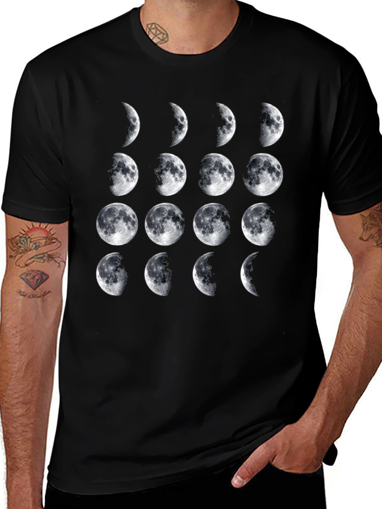 Variant 19 of Lunar Phase Graphic Tee - Black Cotton