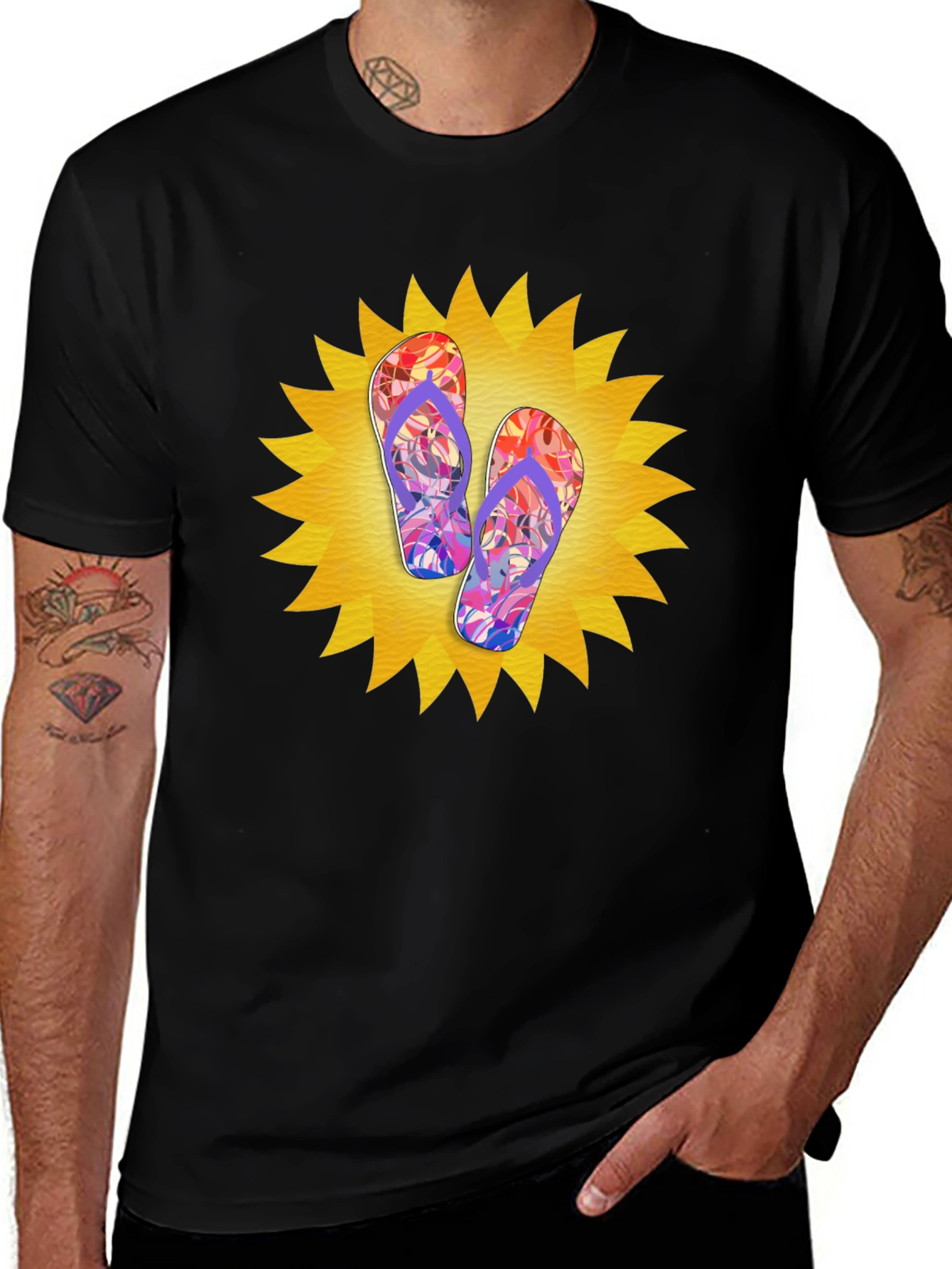 Variant 26 of Funky Flip Flop Graphic Tee - Black