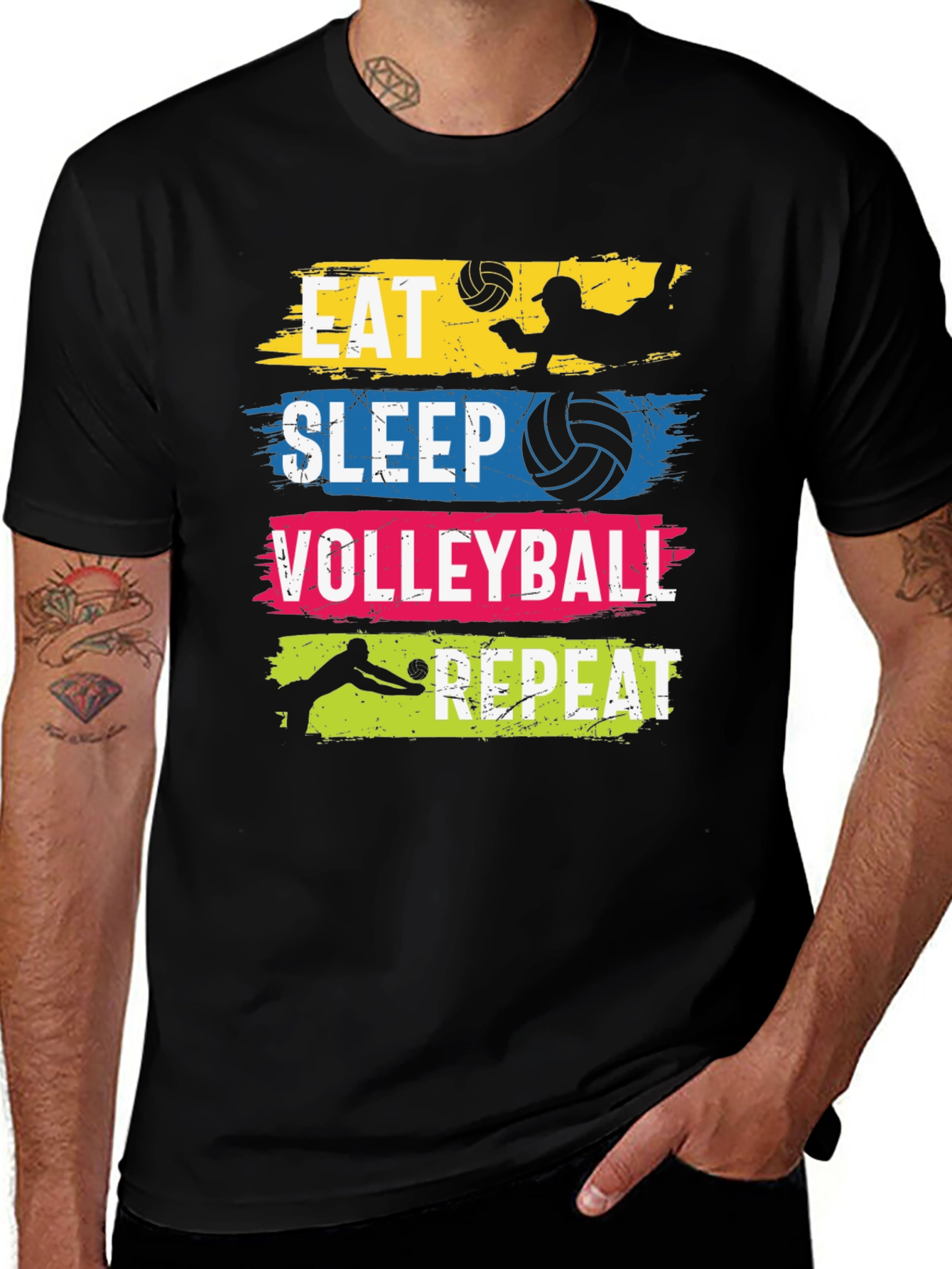 Variant 15 of Eat Sleep Volleyball Repeat Black T-Shirt