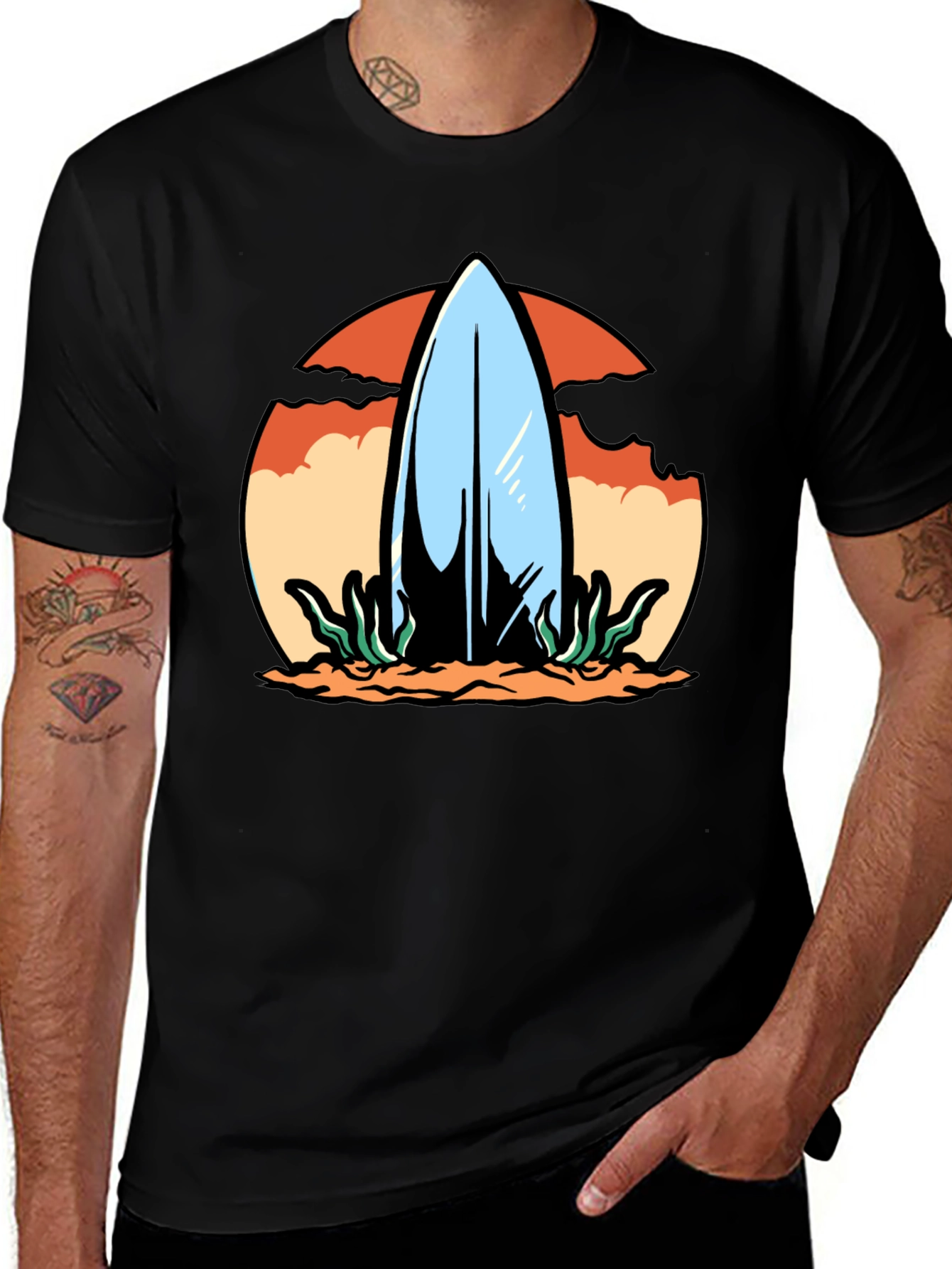 Variant 9 of Surfboard Graphic Tee - Beach Vibes Shirt