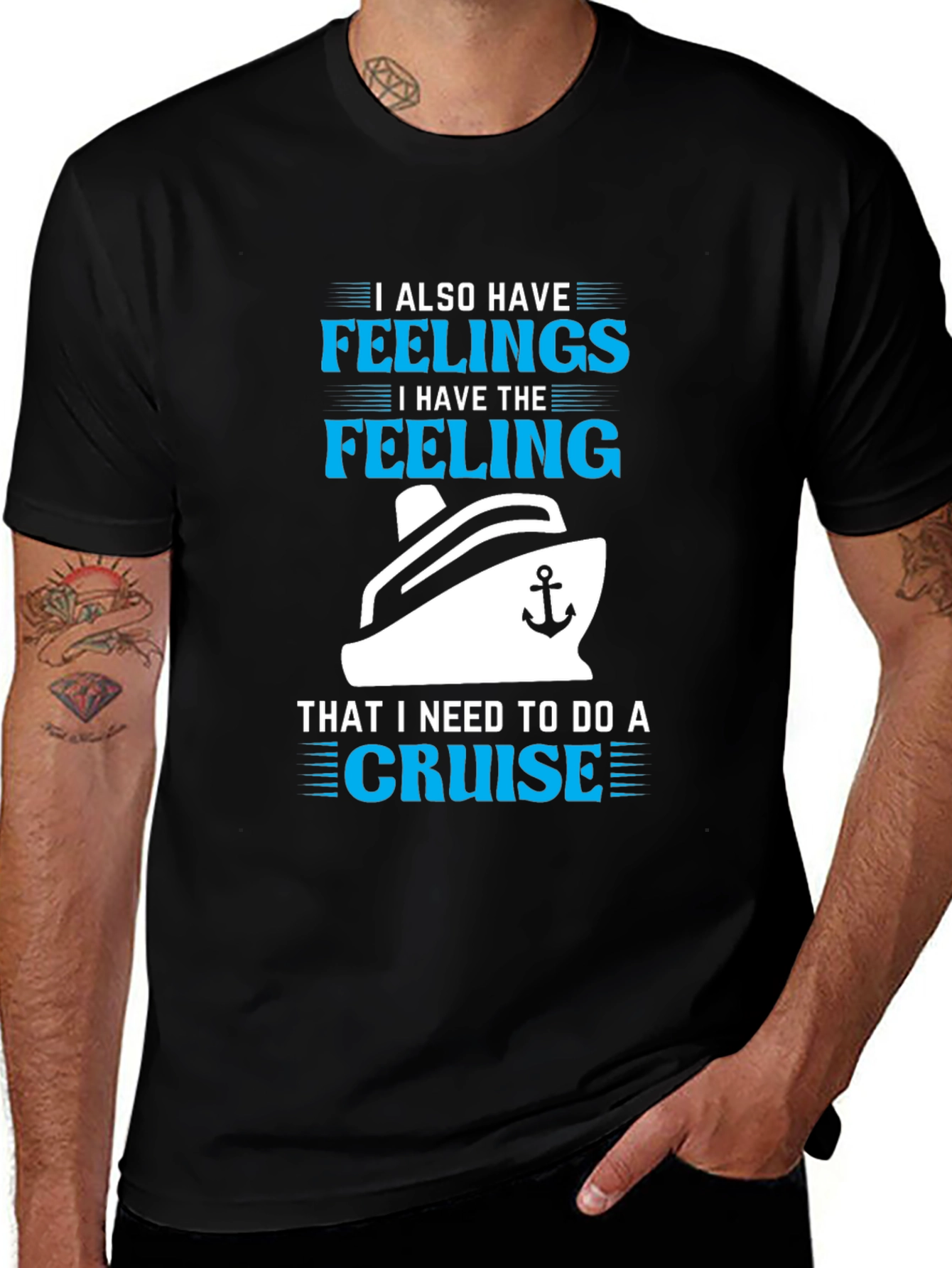 Variant 29 of Cruise Feeling Graphic T-Shirt - Black Cotton Tee