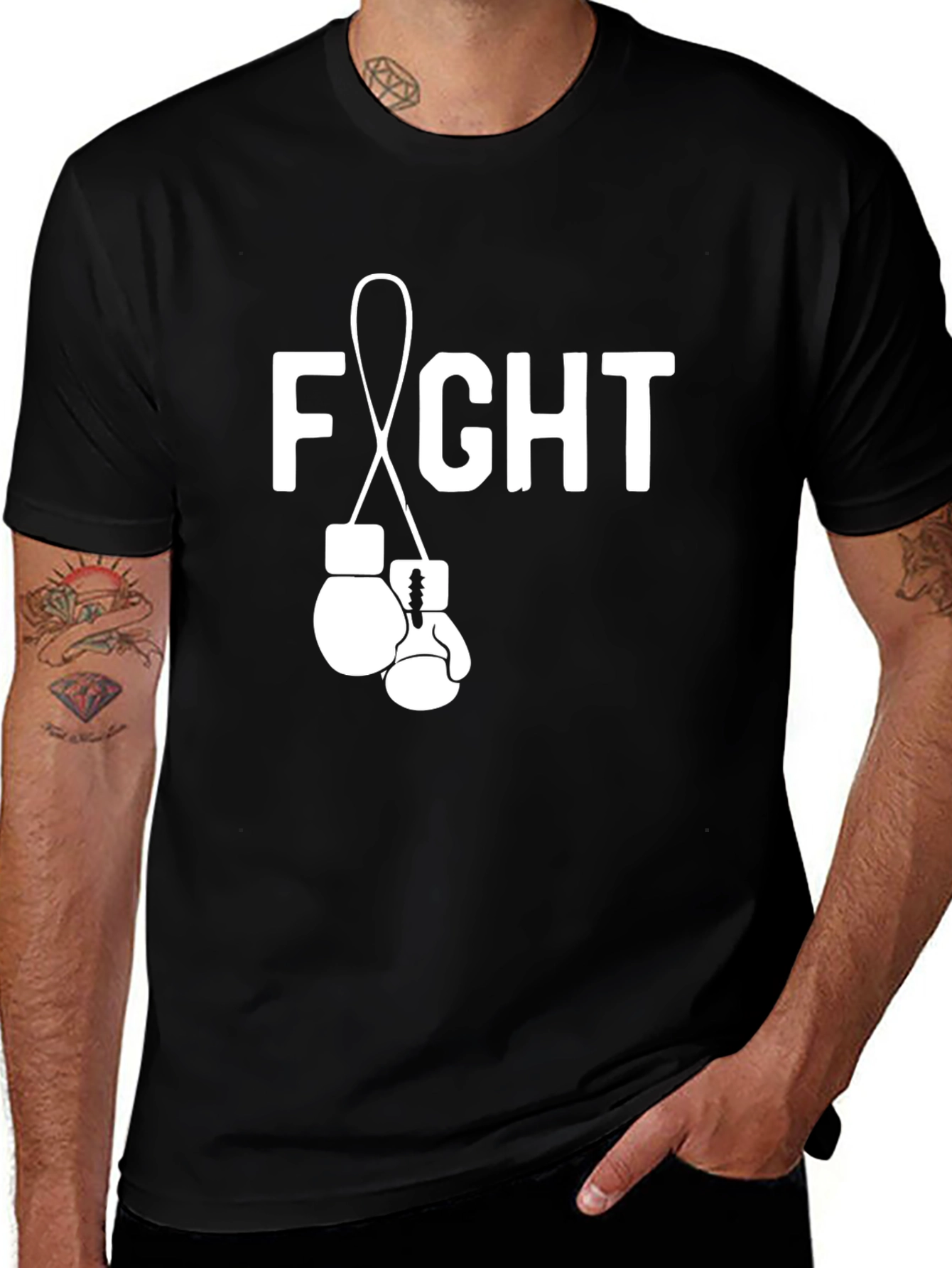 Variant 5 of Fight Boxing Glove Graphic T-Shirt - Black