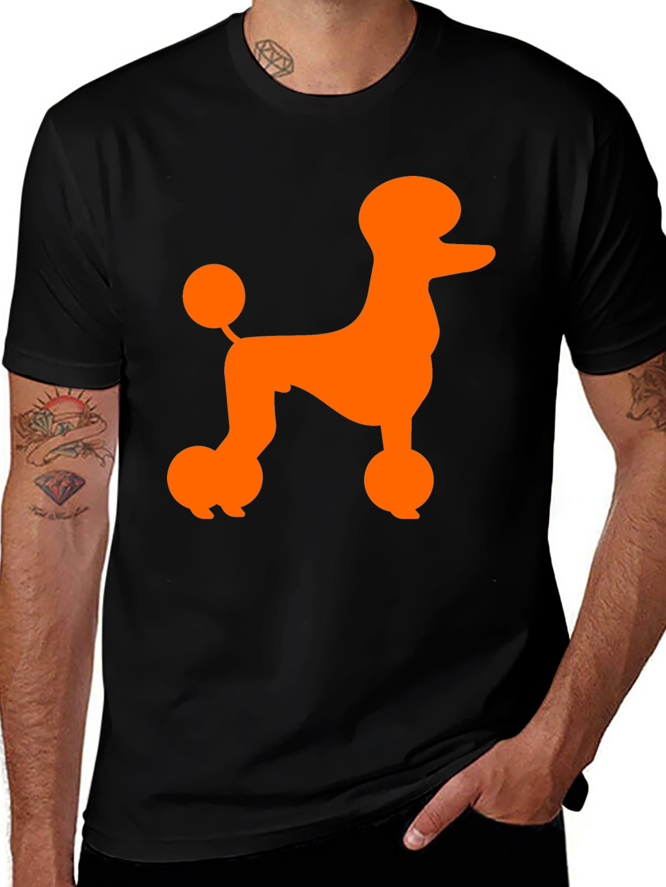 Variant 22 of Orange Poodle Silhouette Black T-Shirt