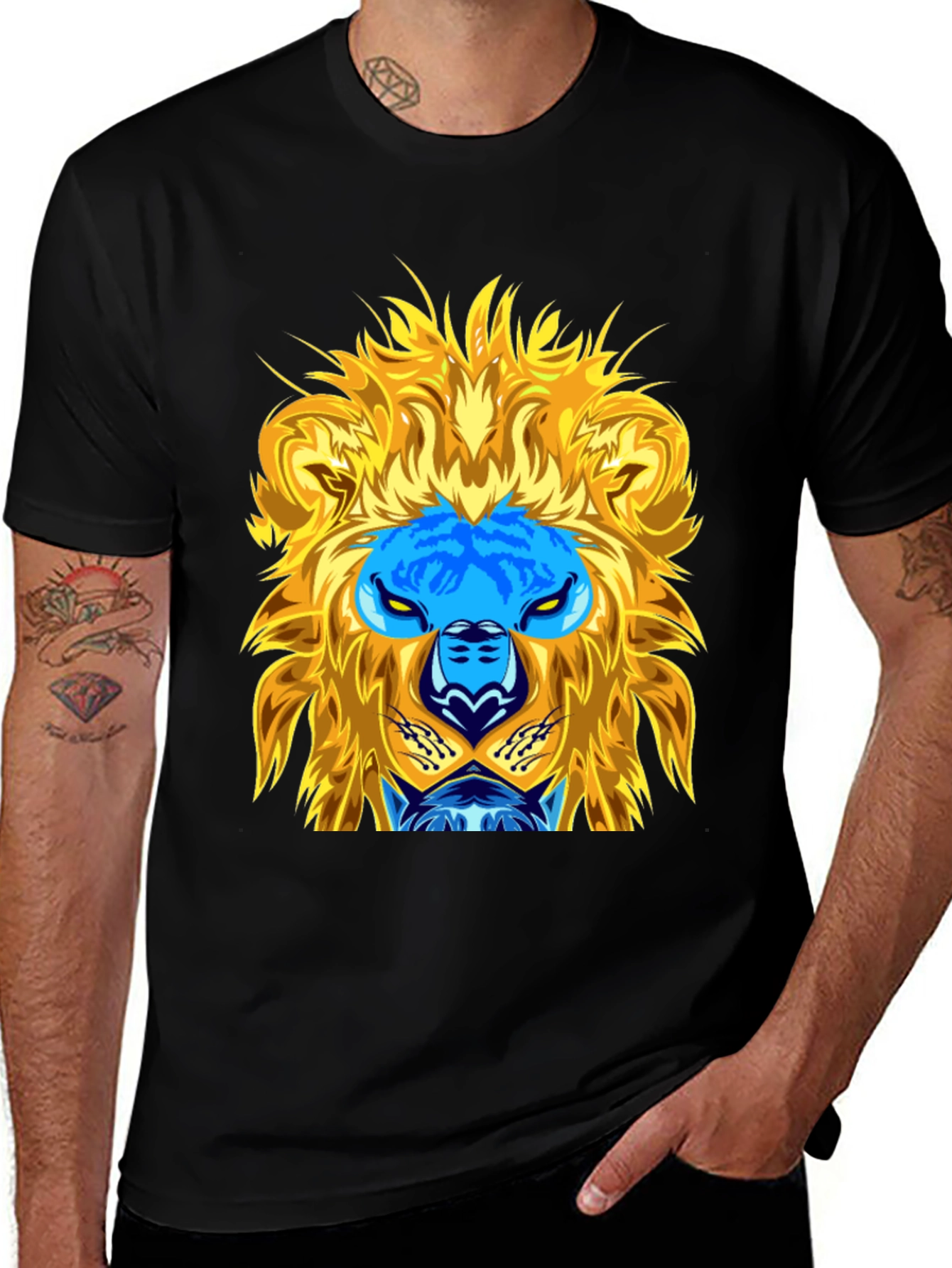 Variant 3 of Lion Graphic Tee - Black Cotton Blend