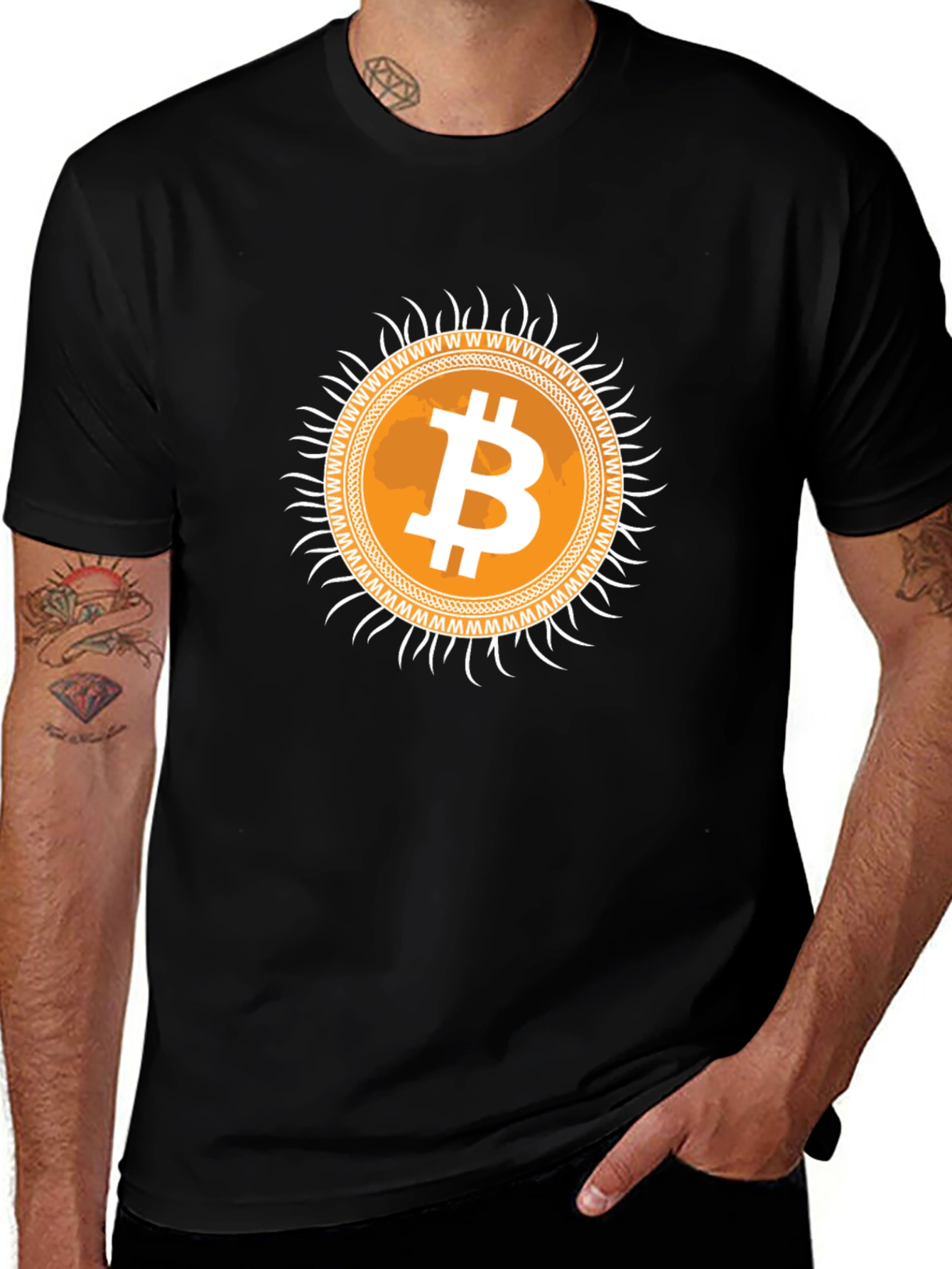 Bitcoin Sunburst Graphic Tee - Crypto Currency T-Shirt