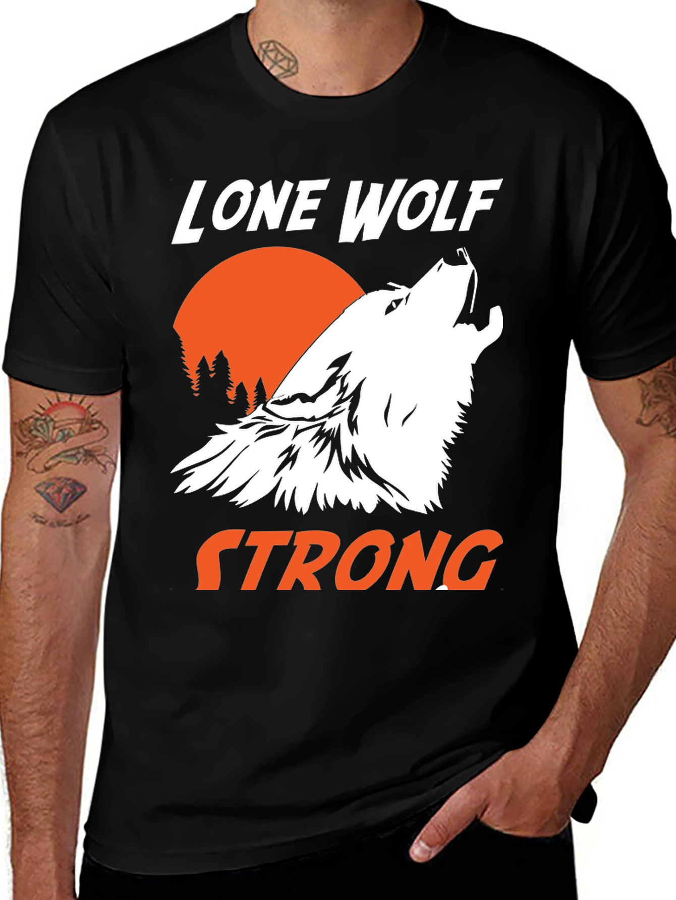 Lone Wolf Strong Graphic T-Shirt - Black