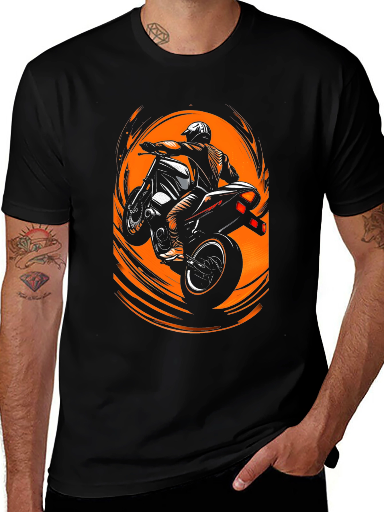 Variant 17 of Motorcycle Stunt Rider Graphic Tee - Black