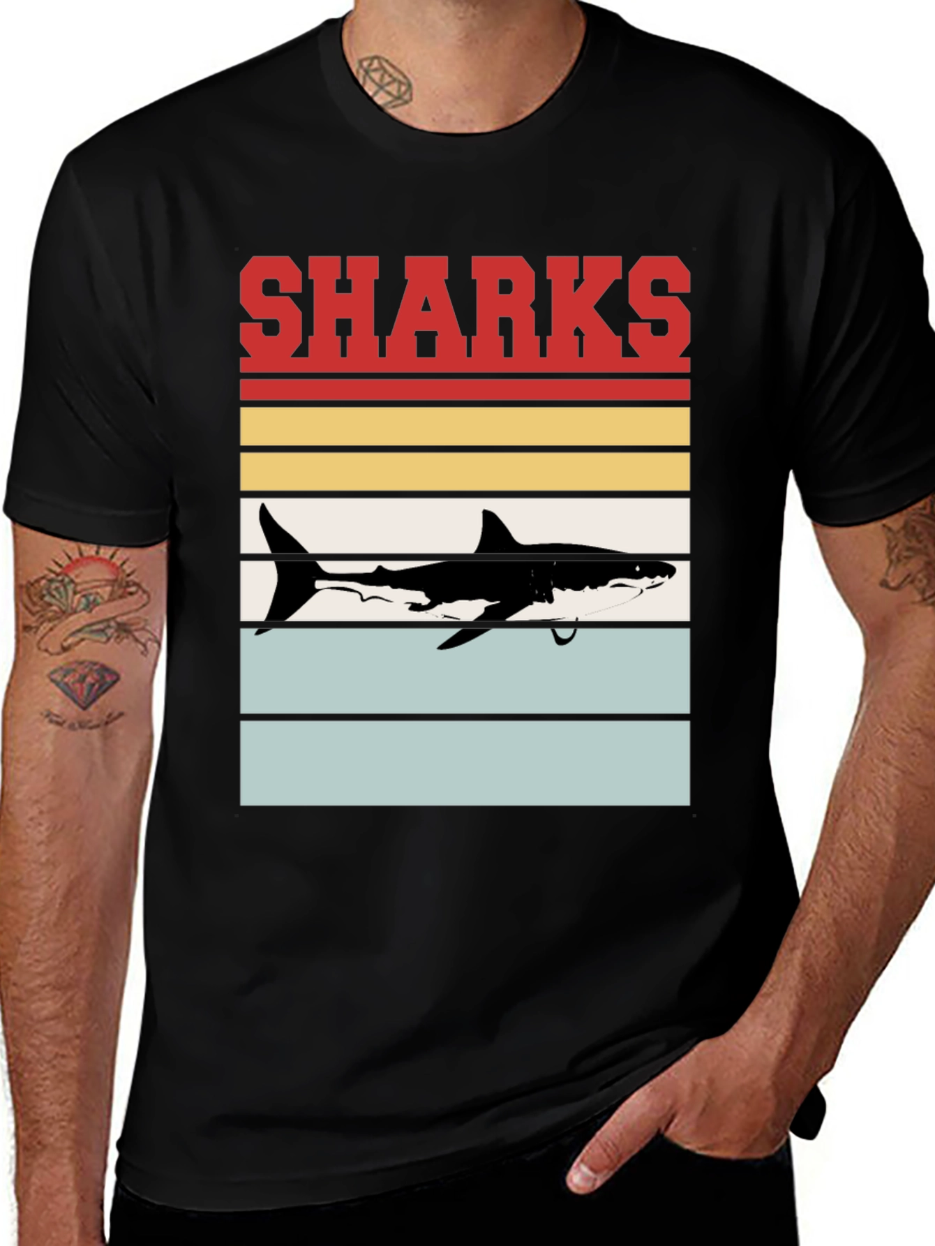 Variant 28 of Retro Sharks Graphic T-Shirt - Cool Sea Life Tee