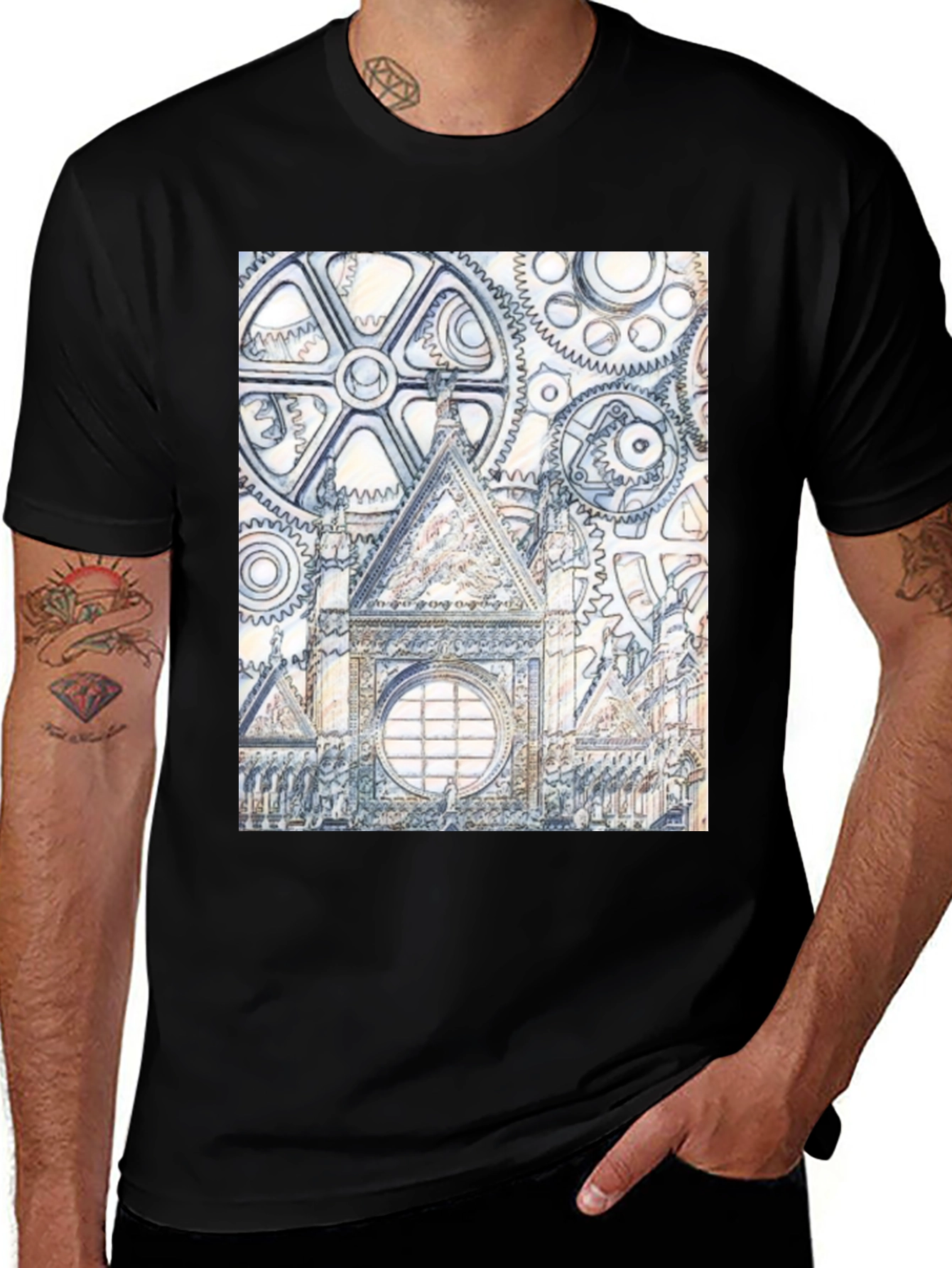 Variant 23 of Steampunk Cathedral Graphic T-Shirt