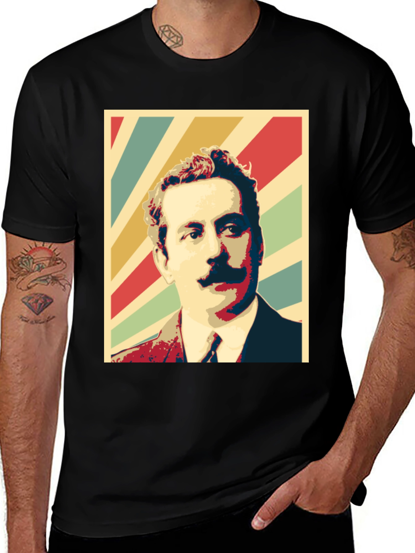 Variant 13 of Retro Mustache Man Graphic Tee