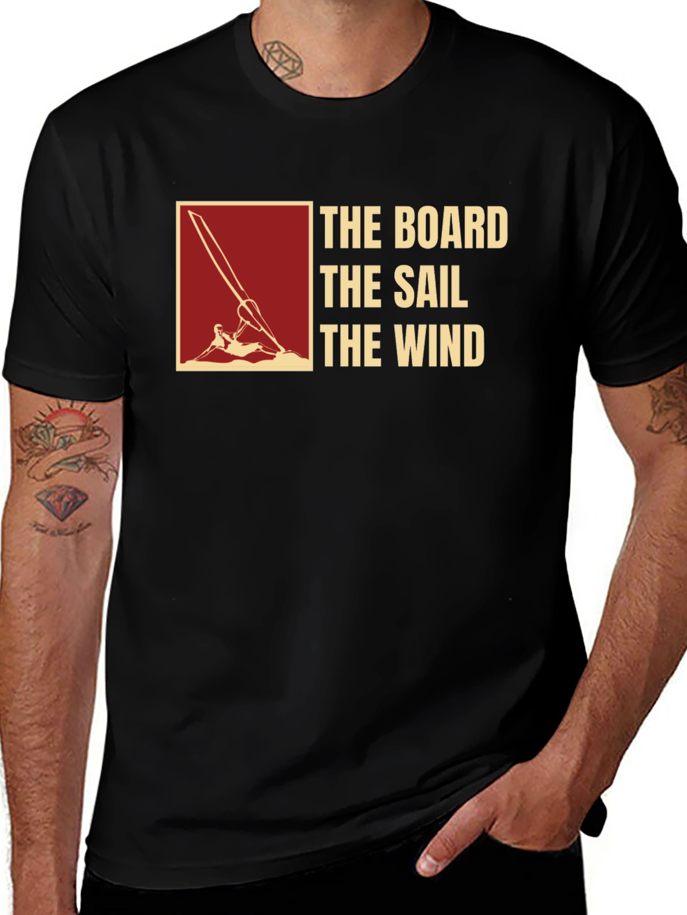 Variant 17 of The Board The Sail The Wind Black T-Shirt