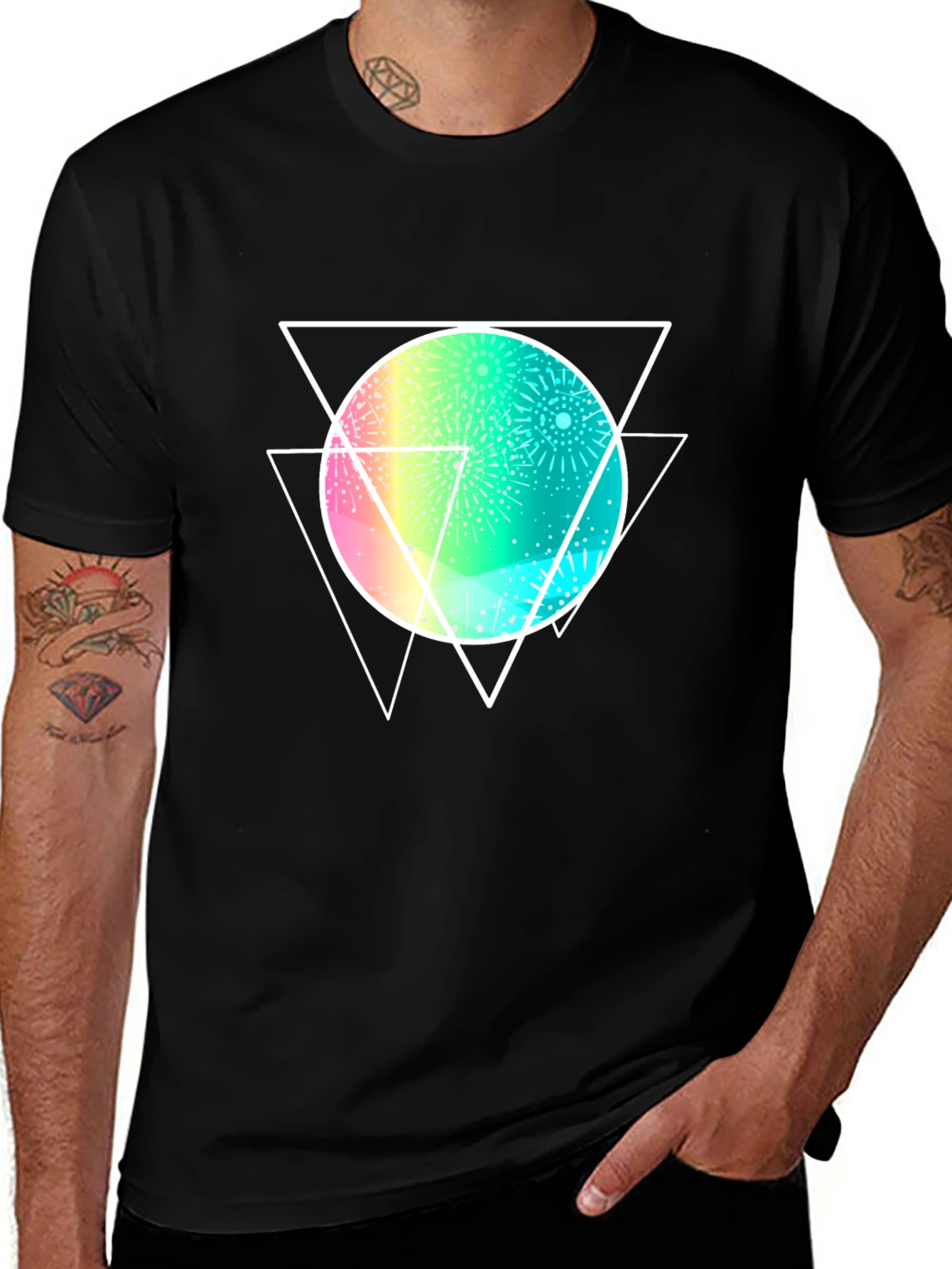 Variant 4 of Geometric Orb T-Shirt - Men's Black Tee