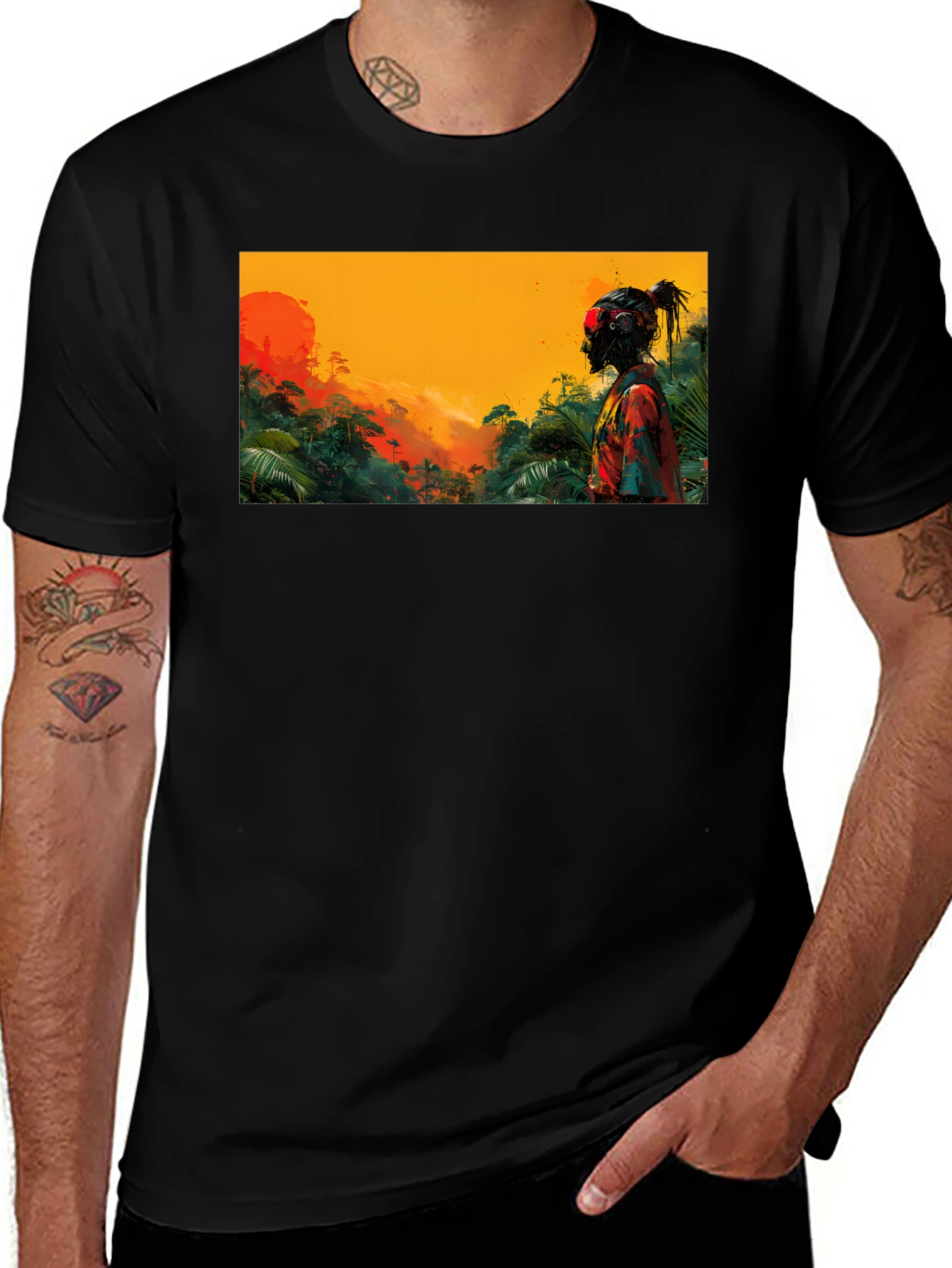 Variant 29 of Jungle Sunset Graphic Tee - Unique Design, Soft Cotton