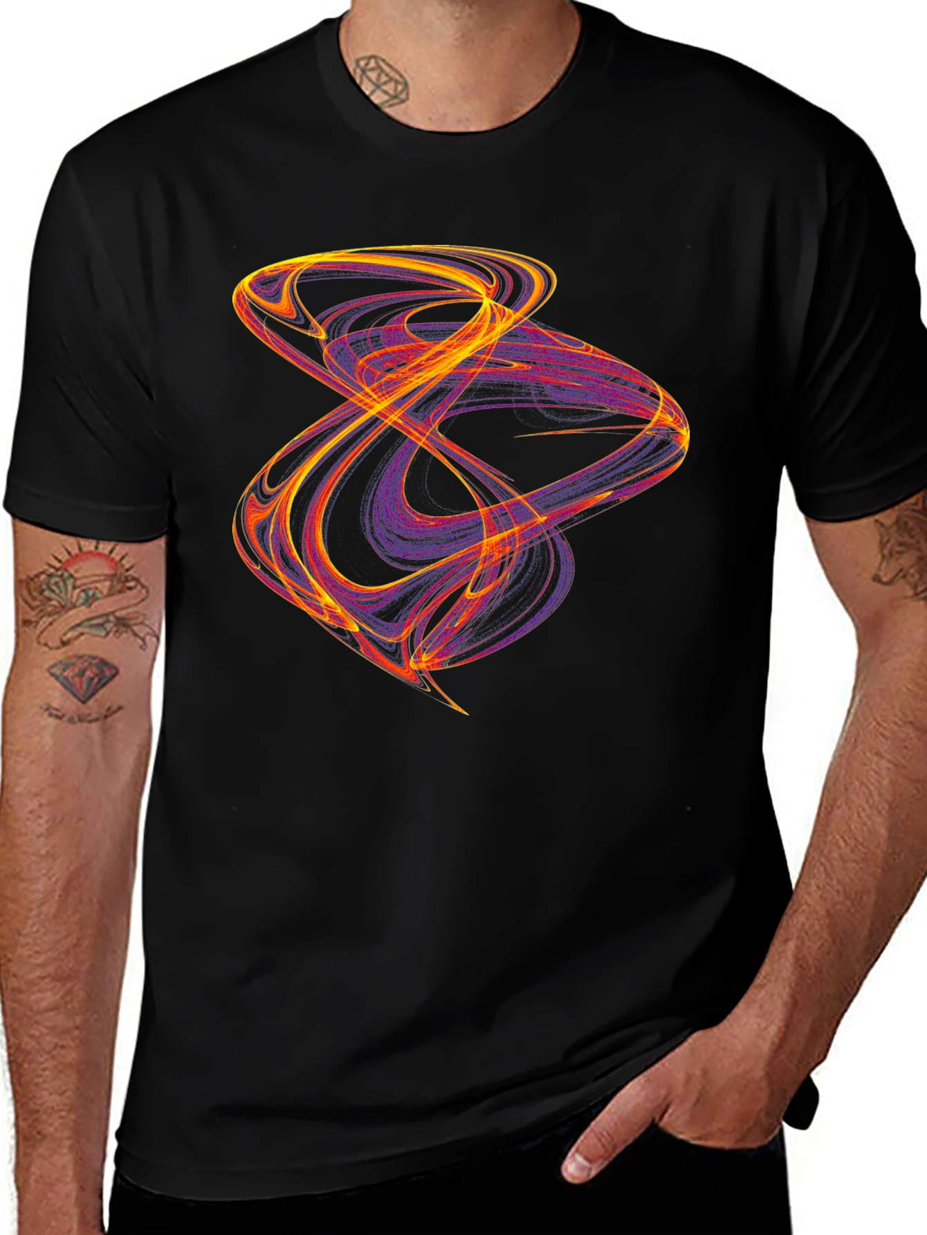 Variant 27 of Abstract Swirl Graphic Black T-Shirt