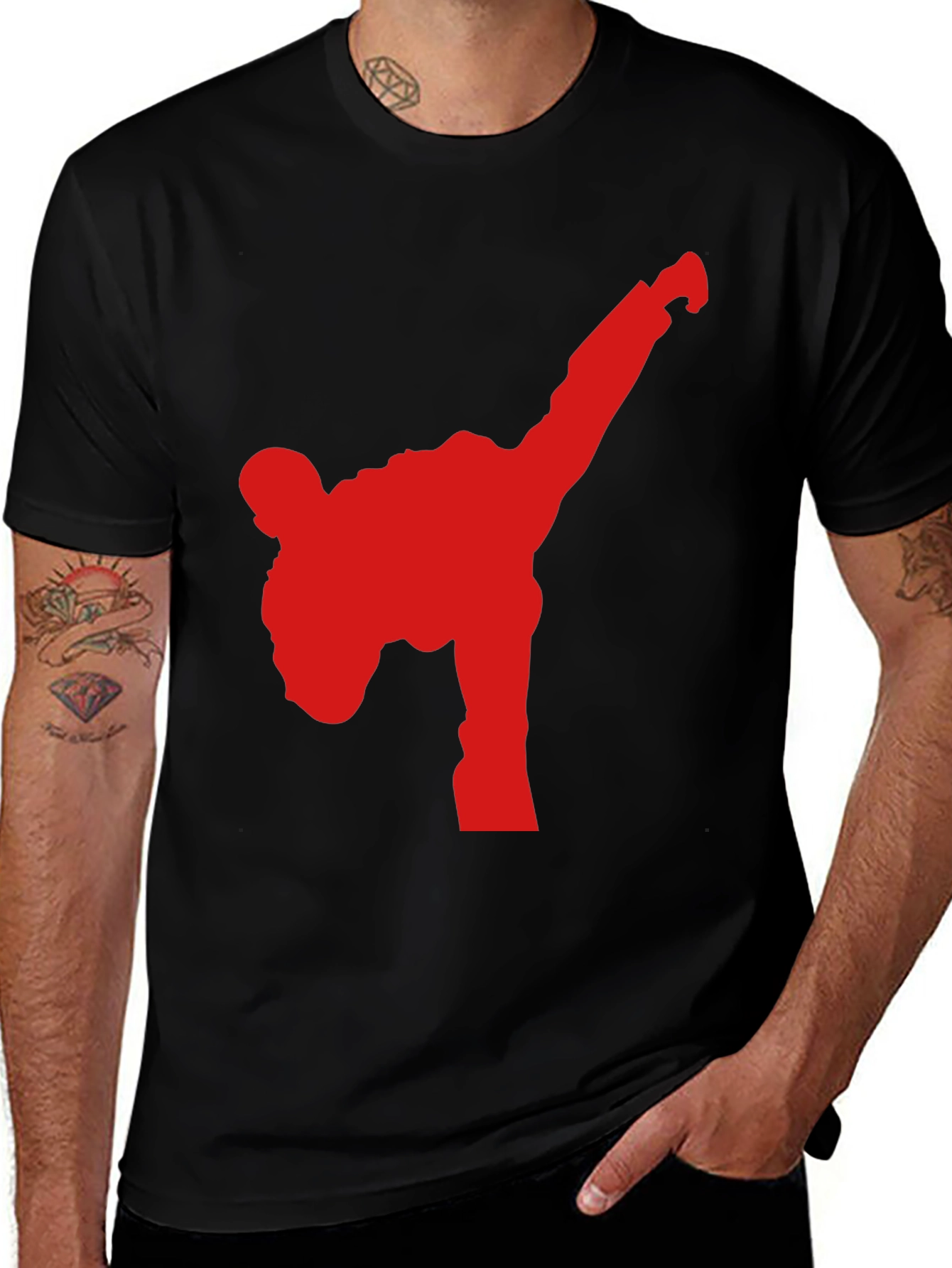 Variant 17 of Martial Arts Kick Black T-Shirt