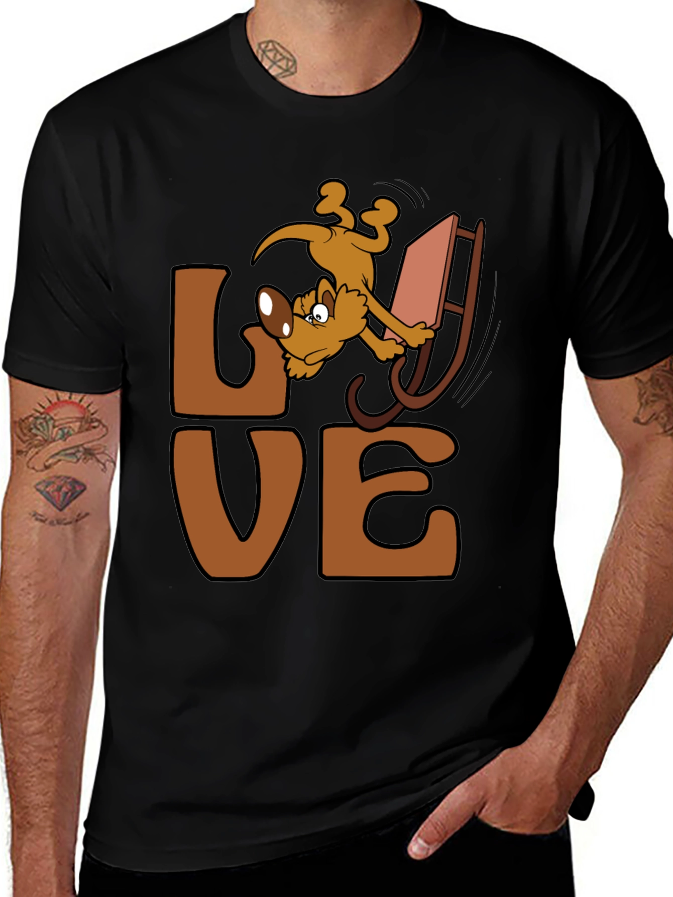 Variant 21 of Love Sledding Dog Graphic Tee - Black