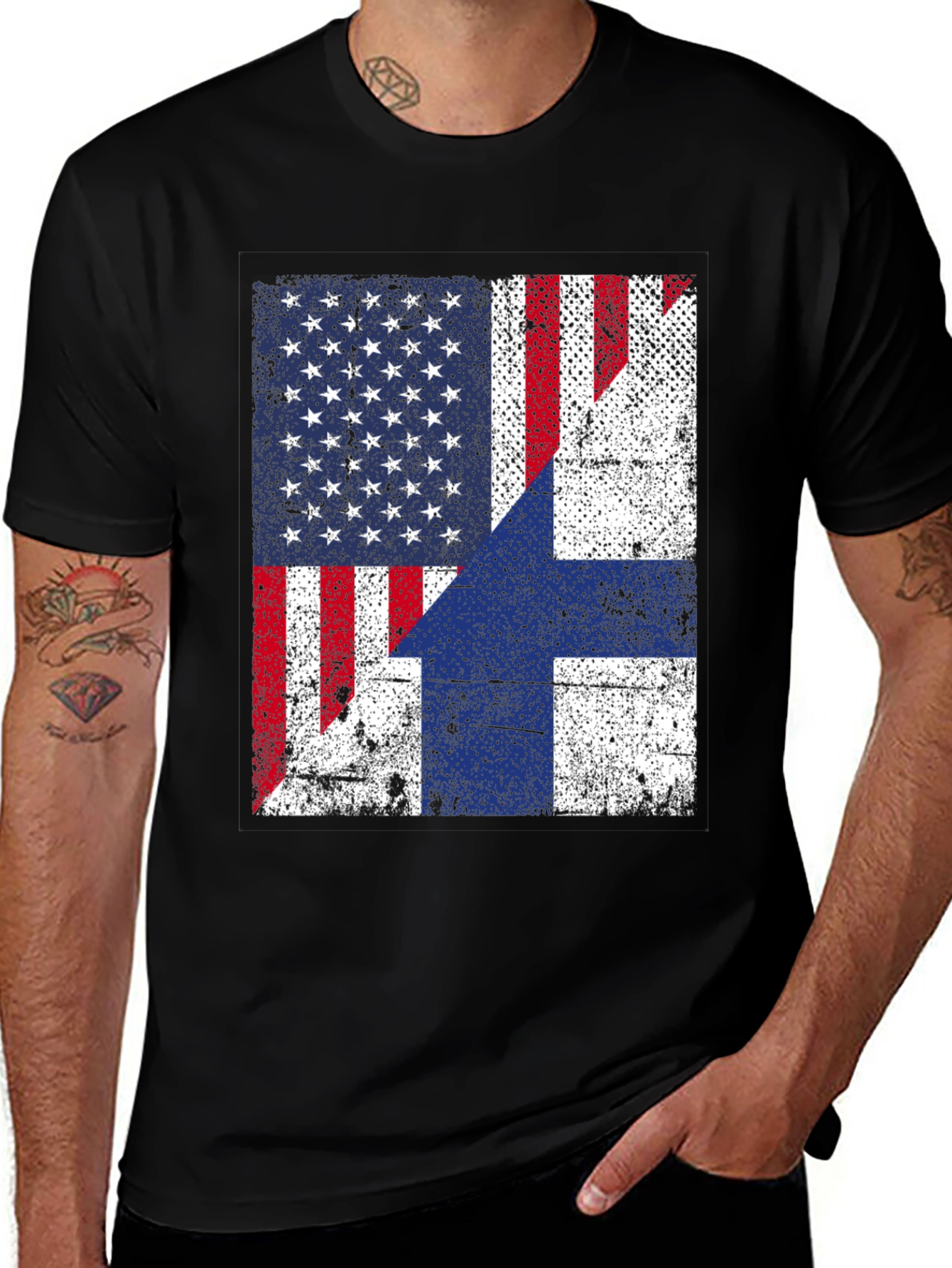 Variant 30 of USA Finland Flag Graphic Print T-Shirt