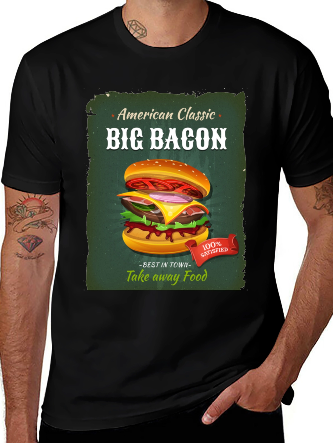 Variant 18 of Big Bacon Burger T-Shirt - Classic Foodie Tee