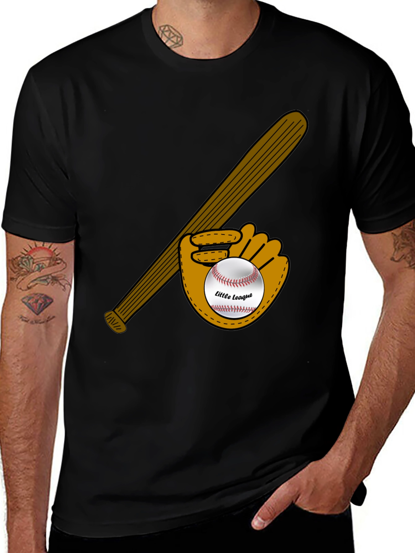 Variant 17 of Little League Baseball Bat and Glove Graphic T-Shirt