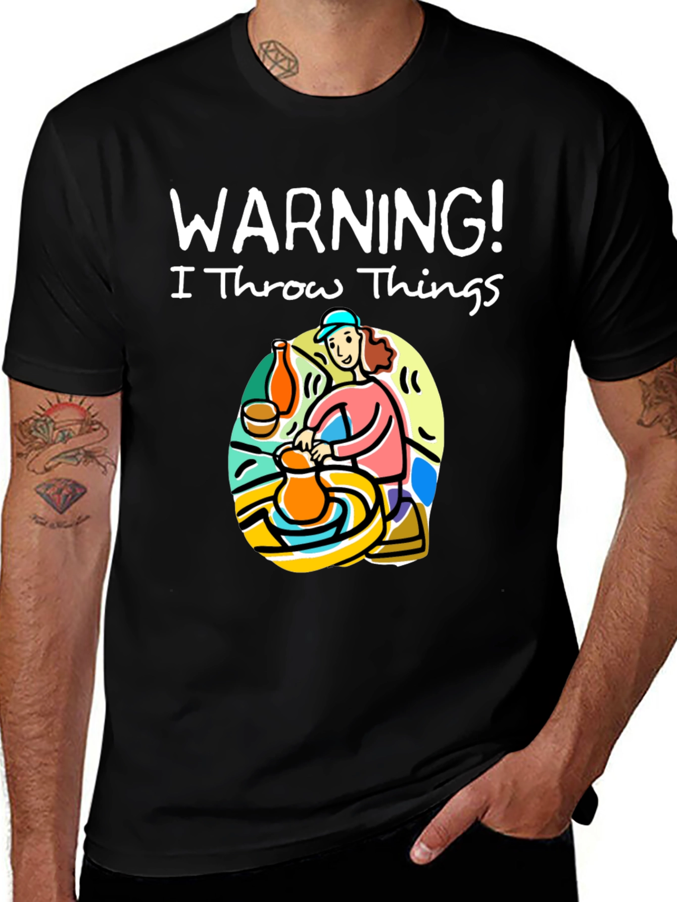 Variant 21 of Warning I Throw Things T-Shirt: Pottery Lover Gift