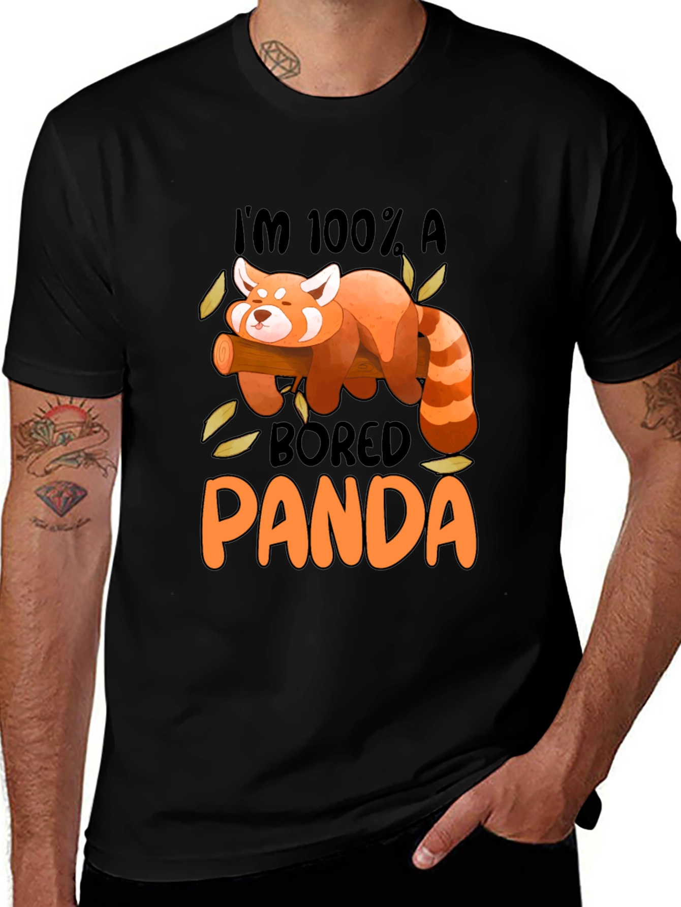 Variant 25 of Bored Panda Graphic Tee - Black Cotton Casual Shirt