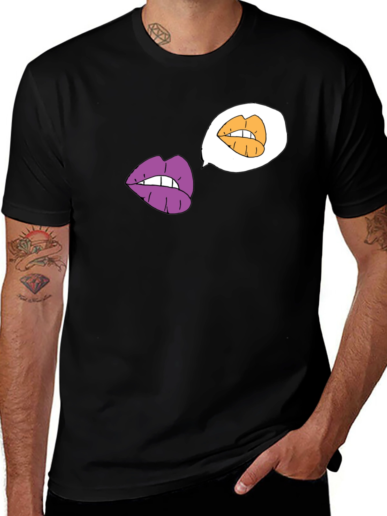 Variant 5 of Lips Graphic Print Men's Black T-Shirt