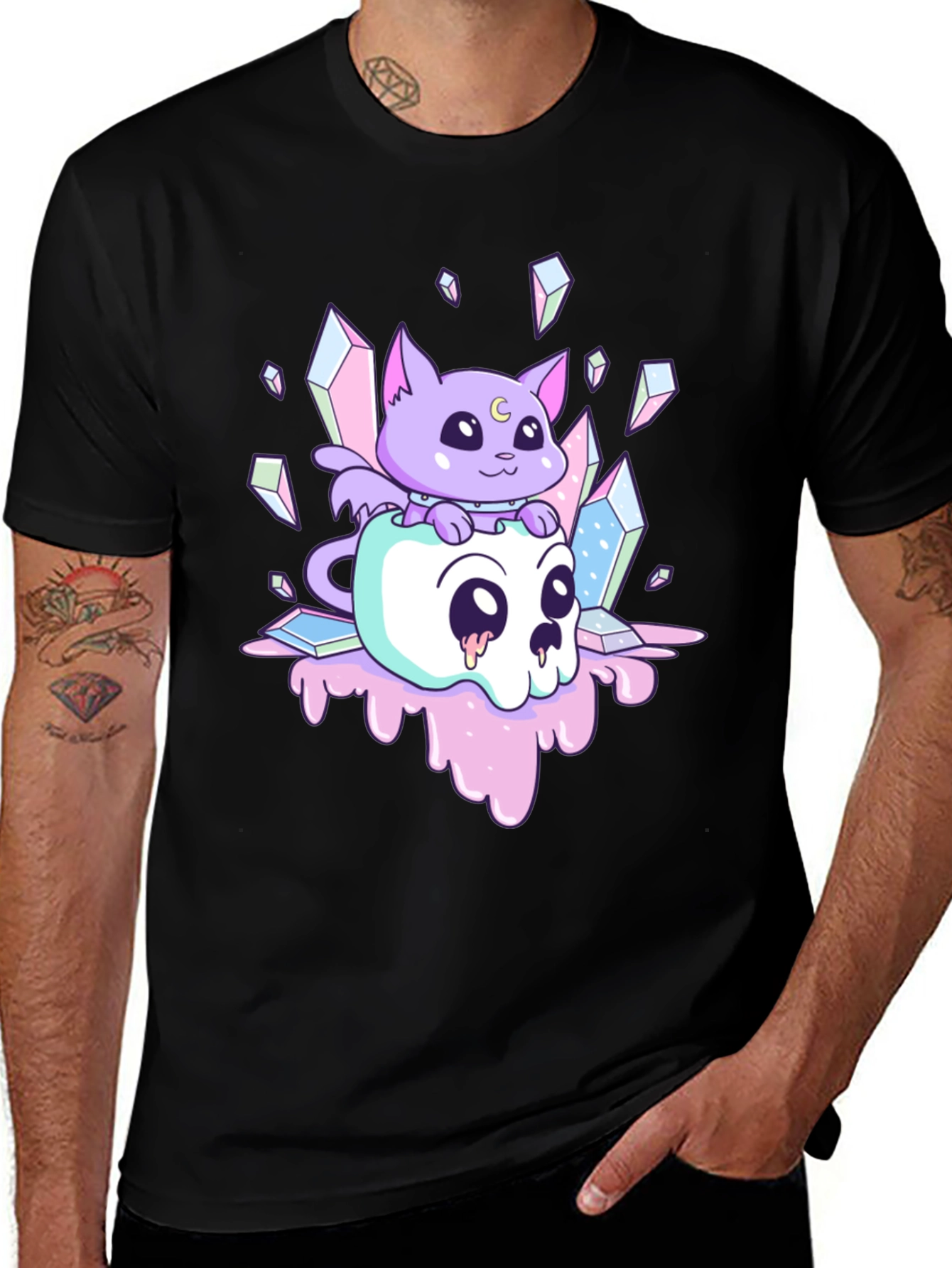 Variant 26 of Cute Kawaii Cat Skull T-Shirt