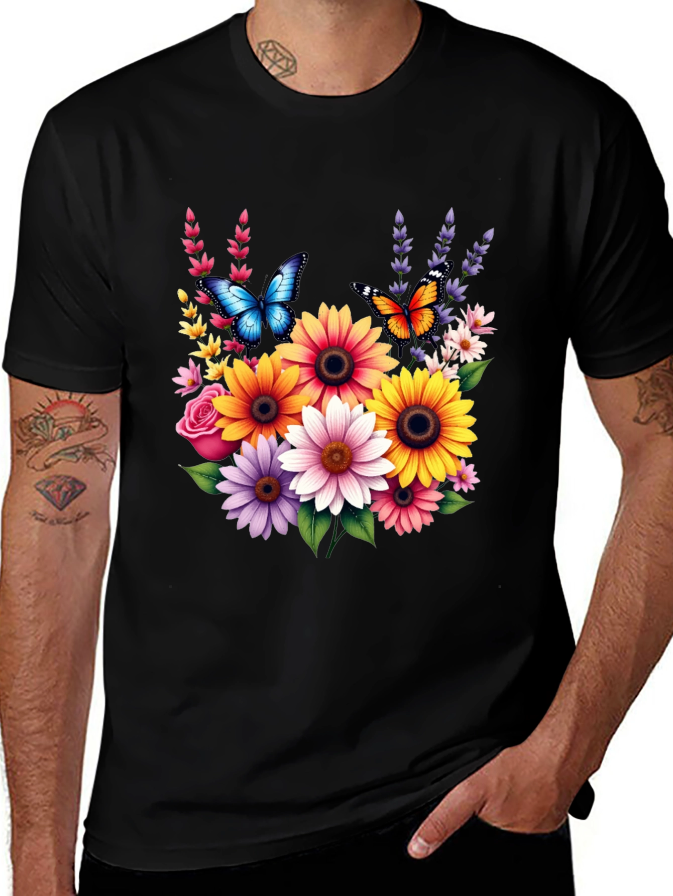 Variant 2 of Floral Butterfly Graphic Print Tee