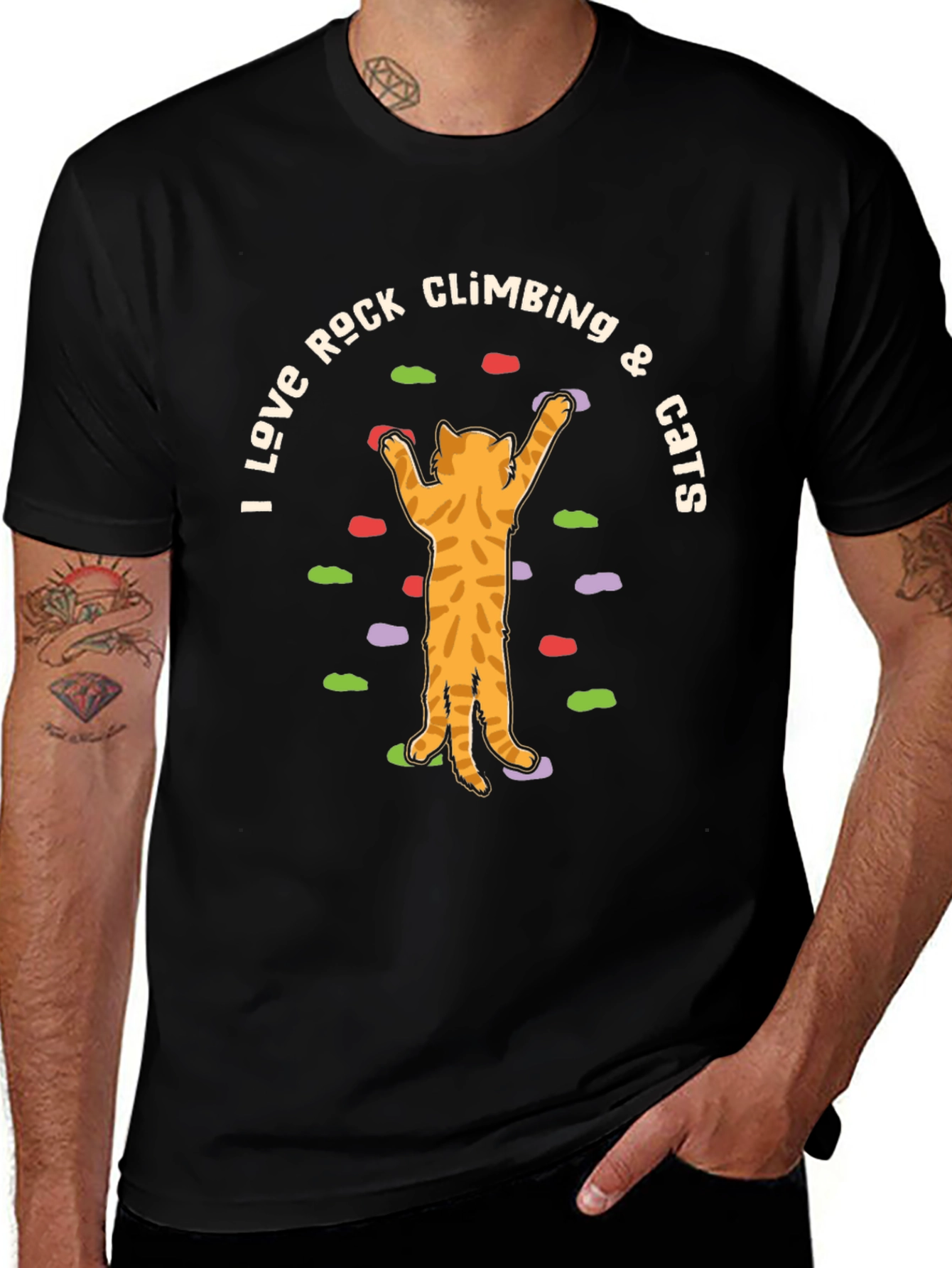 Variant 25 of I Love Rock Climbing & Cats Graphic T-Shirt