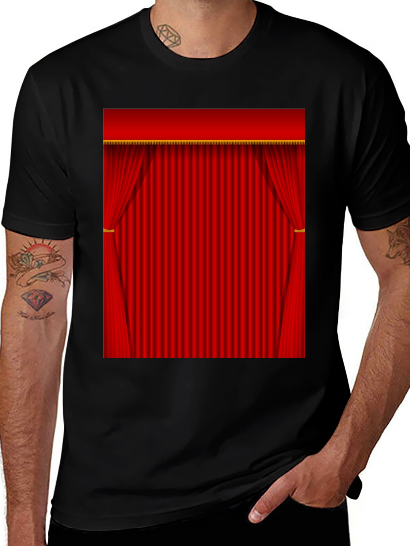 Black Theater Curtains Graphic Tee - Stage Ready Style main image