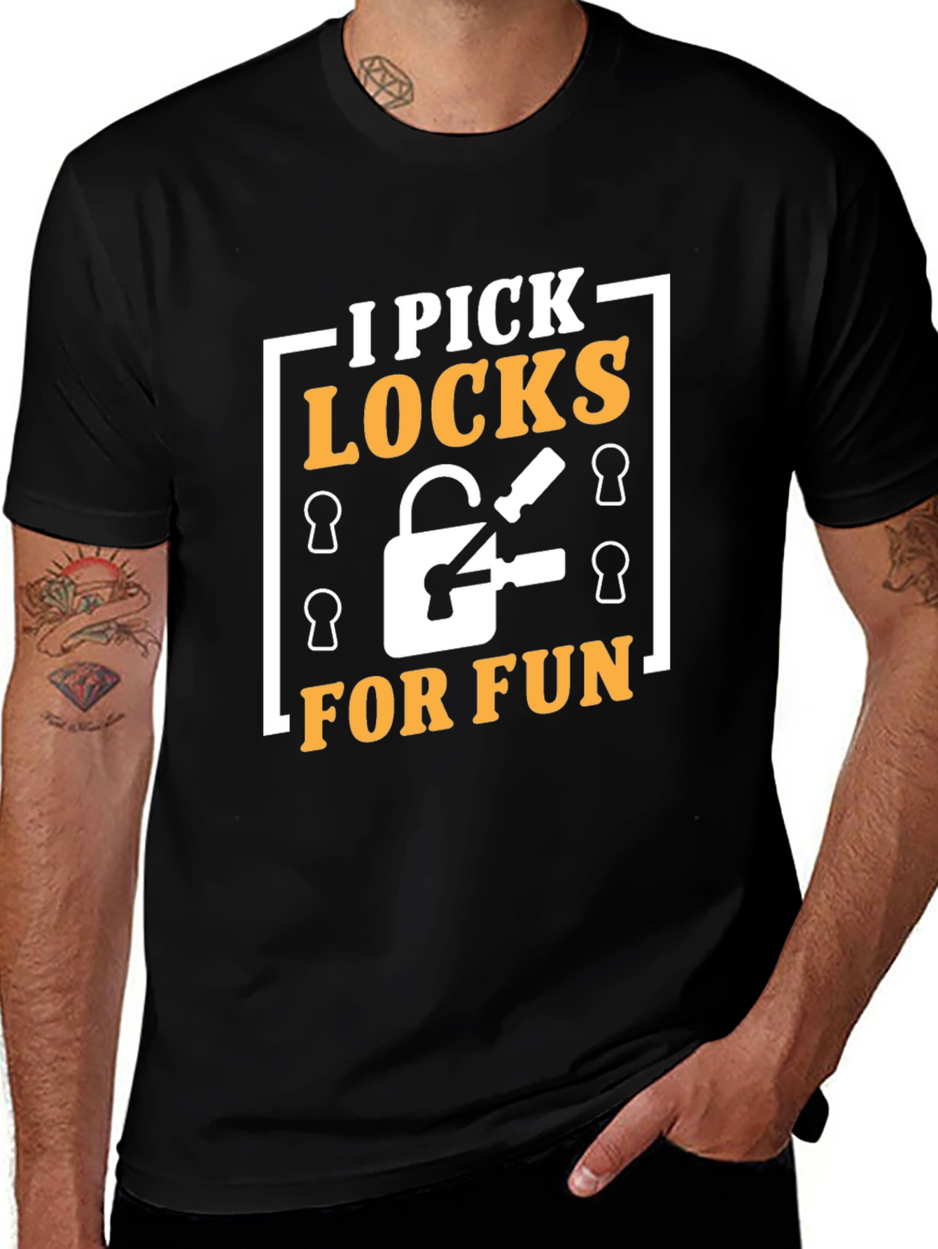 Variant 11 of I Pick Locks For Fun Black Graphic Tee