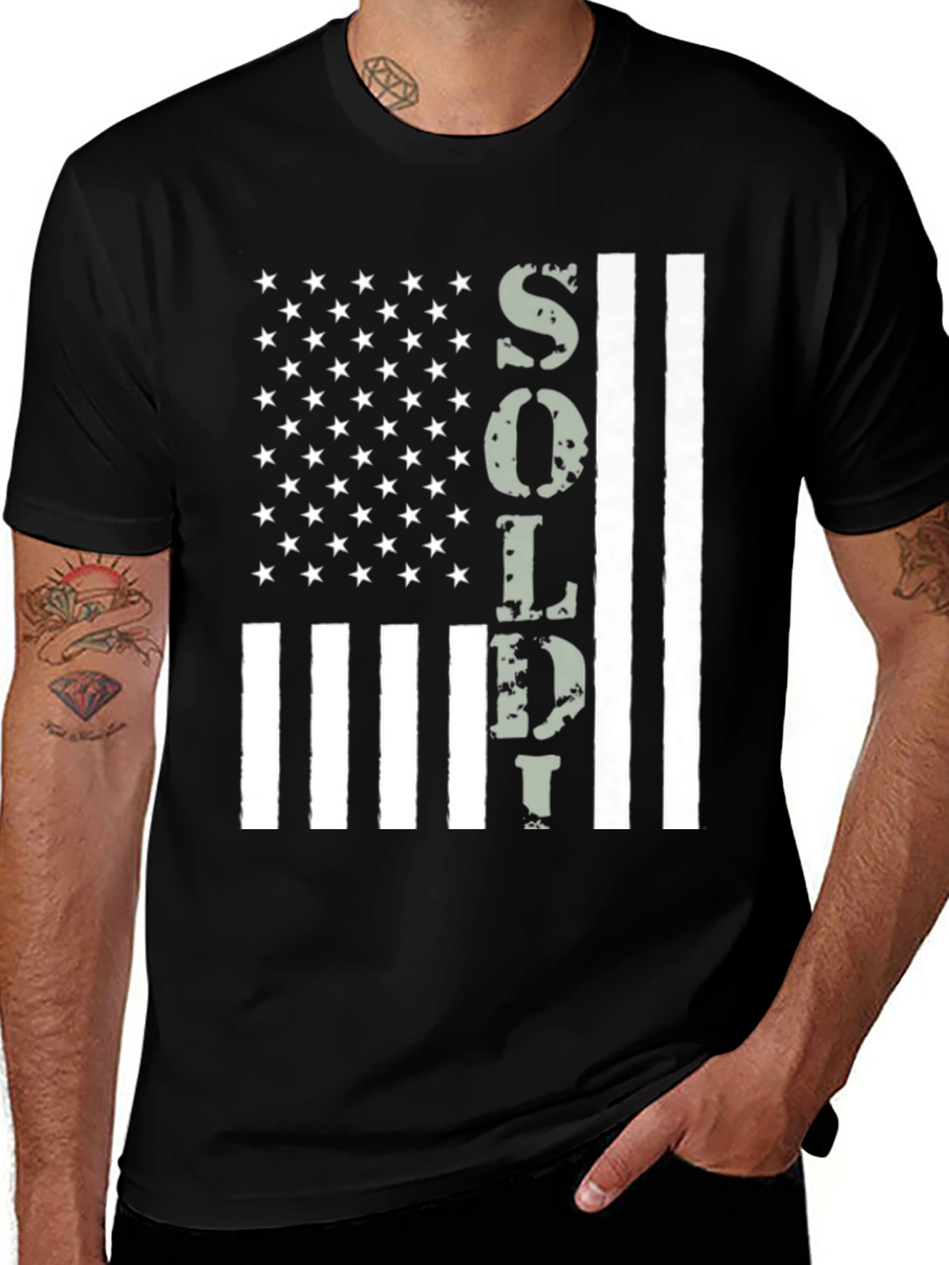 Variant 12 of American Flag Soldier Graphic T-Shirt
