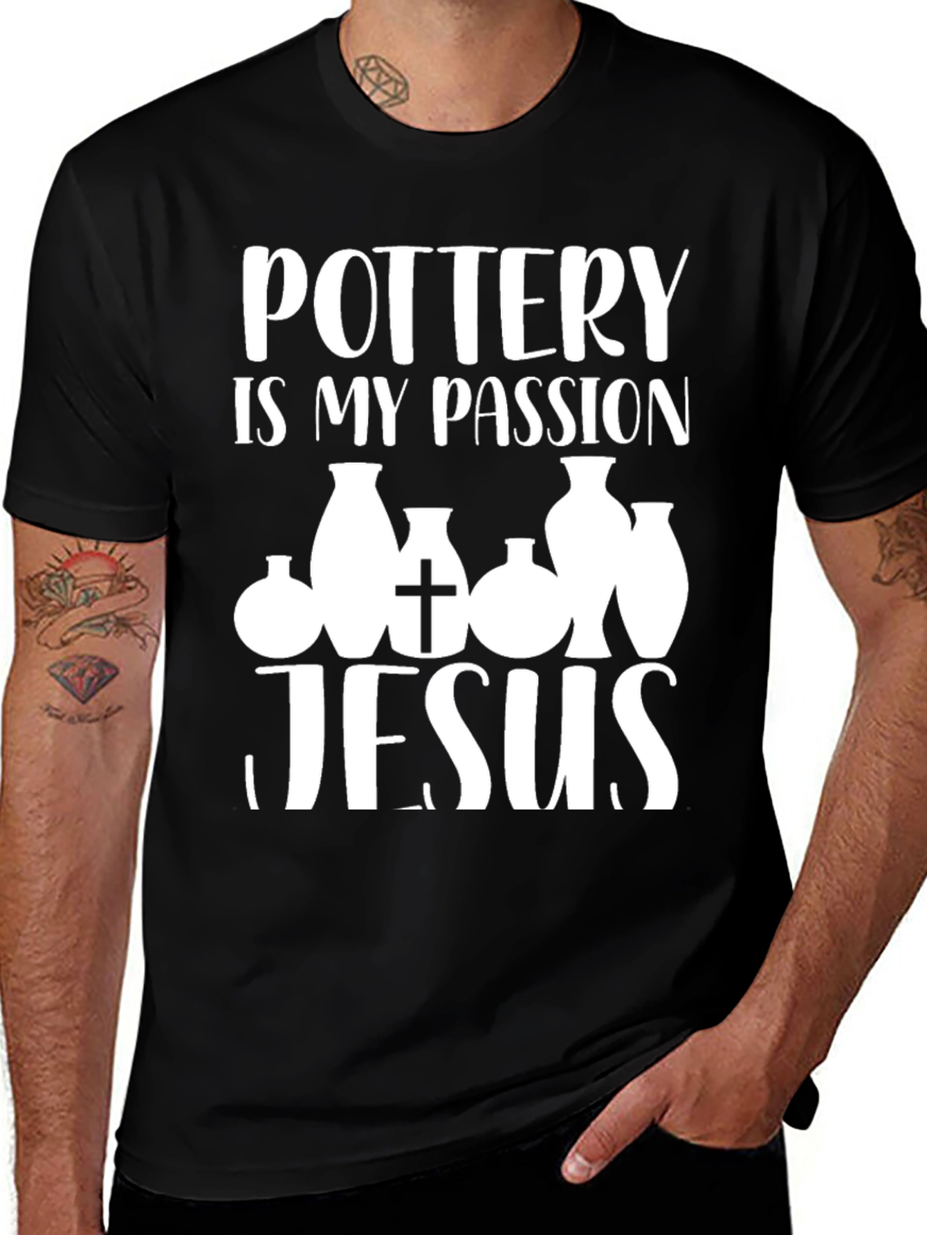 Variant 8 of Pottery & Jesus Graphic T-Shirt - Black, Passion Theme